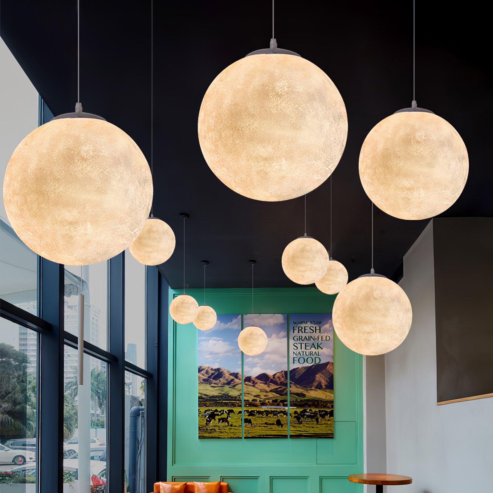 Lustra Pendant Lamp Moon Shaped for Living Room-Neutral Decor