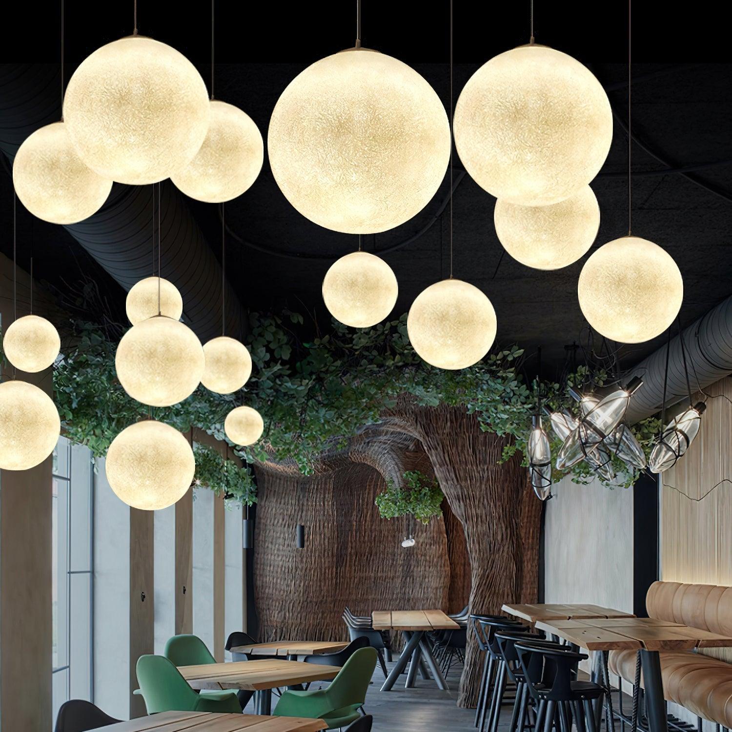 Lustra Pendant Lamp Moon Shaped for Living Room-Neutral Decor