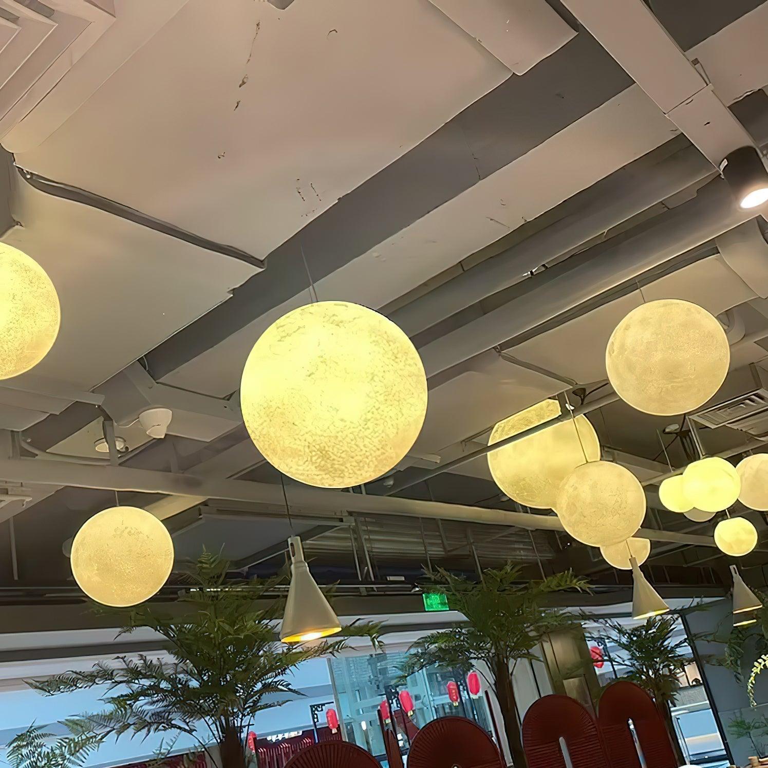 Lustra Pendant Lamp Moon Shaped for Living Room-Neutral Decor