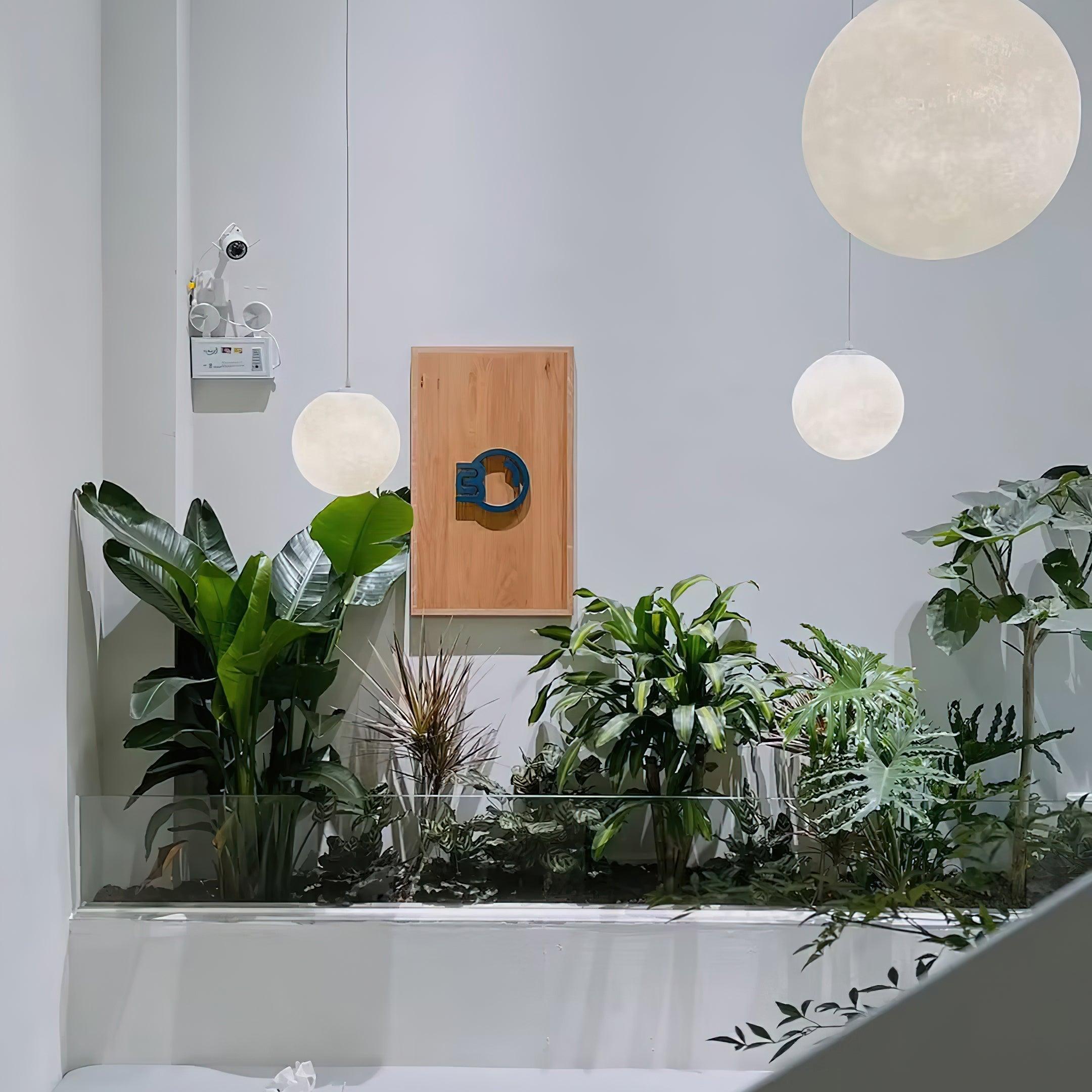Lustra Pendant Lamp Moon Shaped for Living Room-Neutral Decor