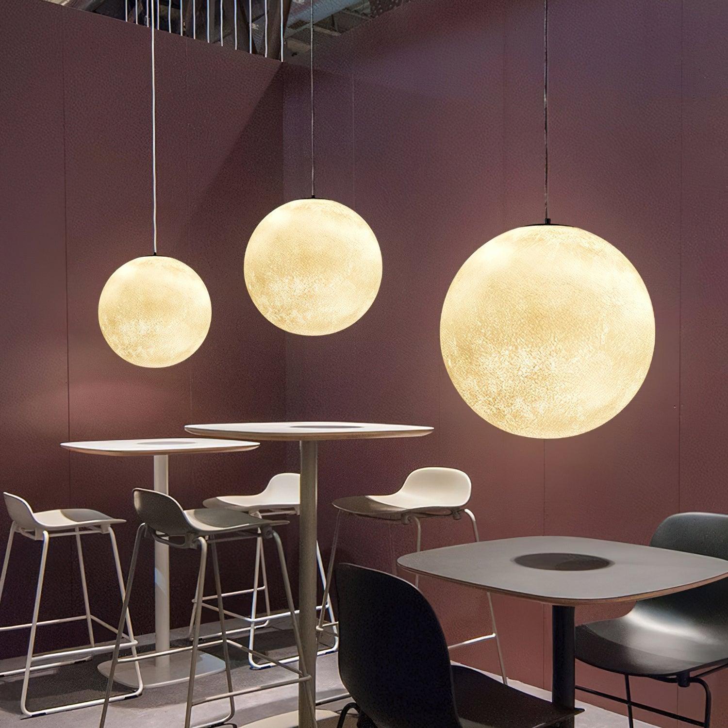 Lustra Pendant Lamp Moon Shaped for Living Room-Neutral Decor