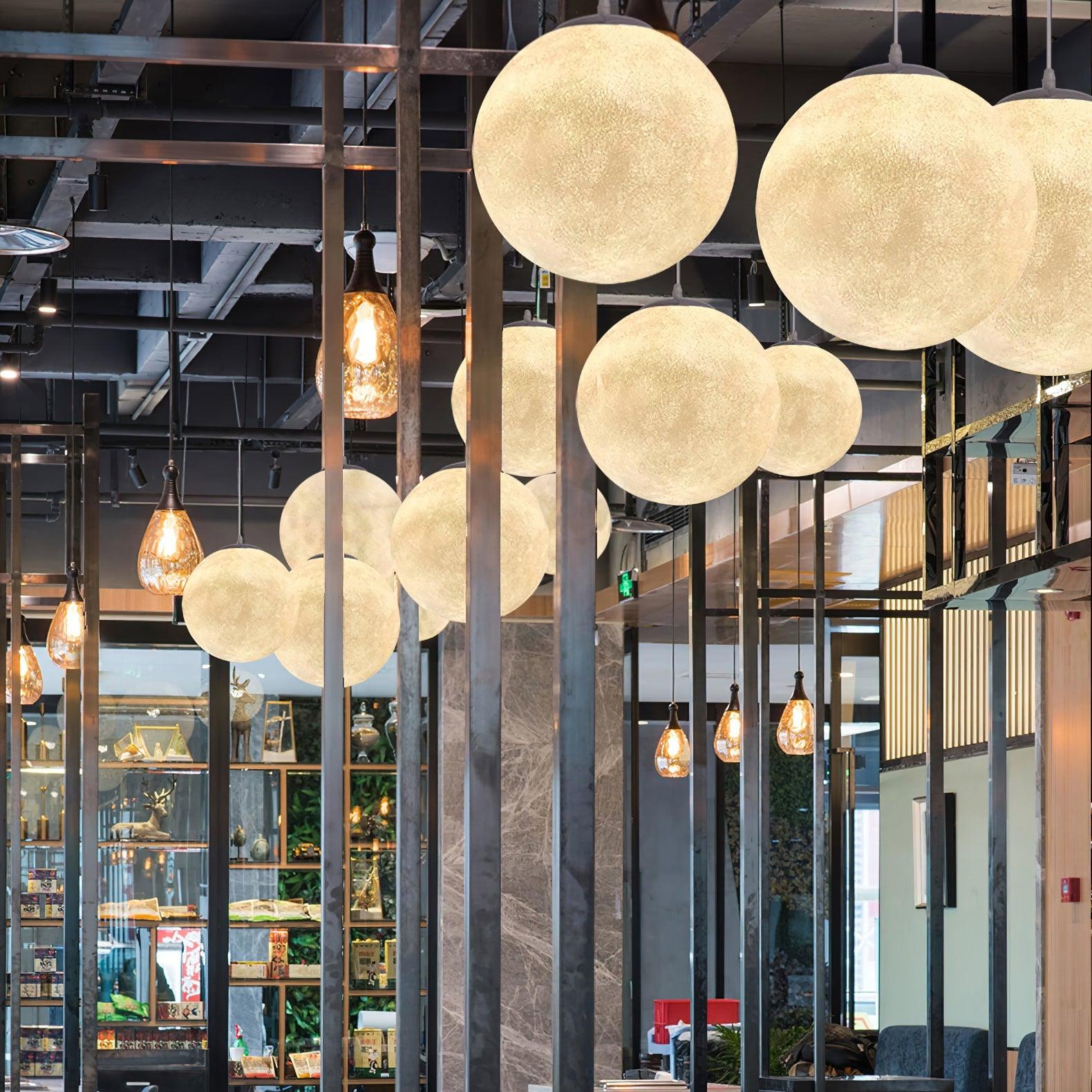 Lustra Pendant Lamp Moon Shaped for Living Room-Neutral Decor
