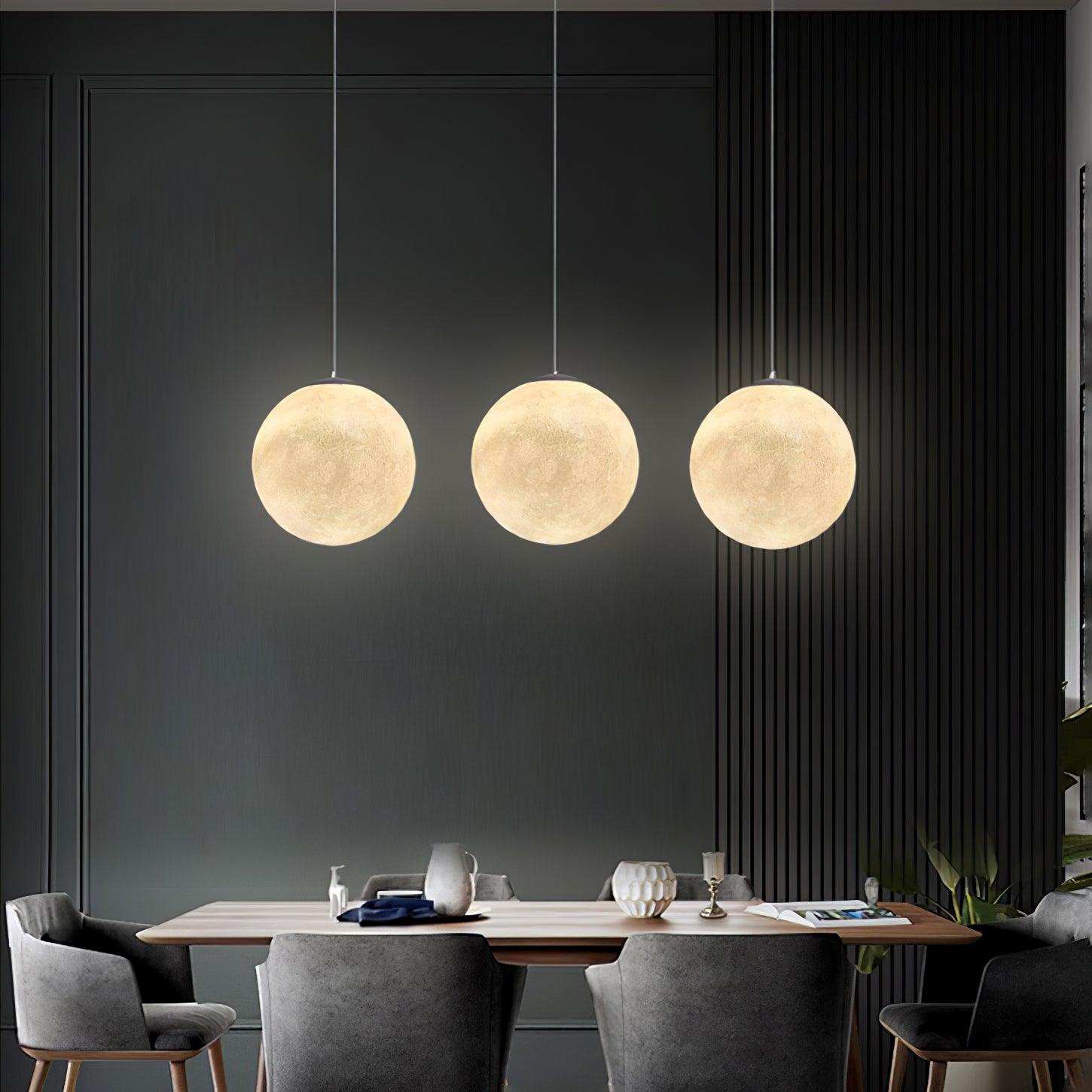 Lustra Pendant Lamp Moon Shaped for Living Room-Neutral Decor