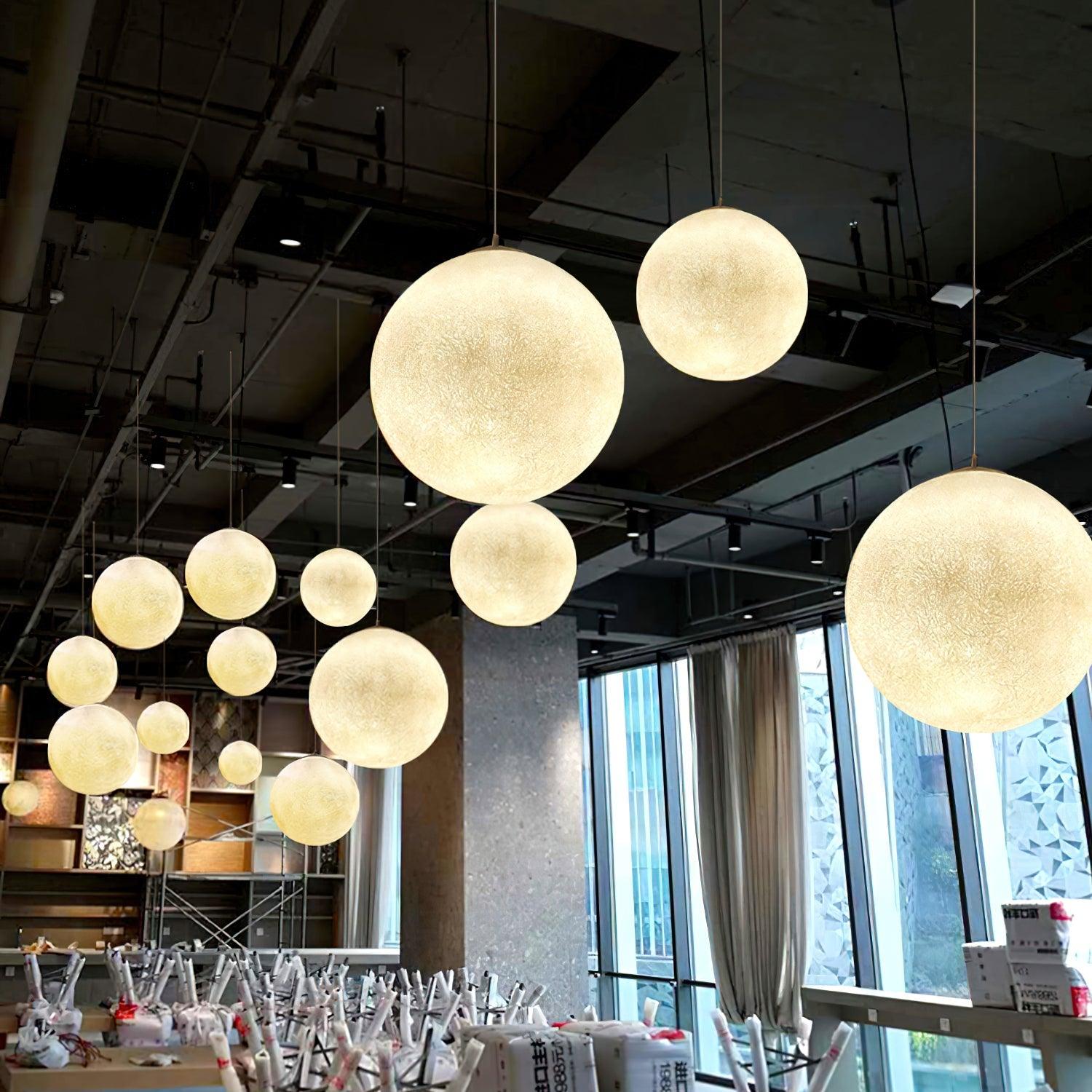 Lustra Pendant Lamp Moon Shaped for Living Room-Neutral Decor