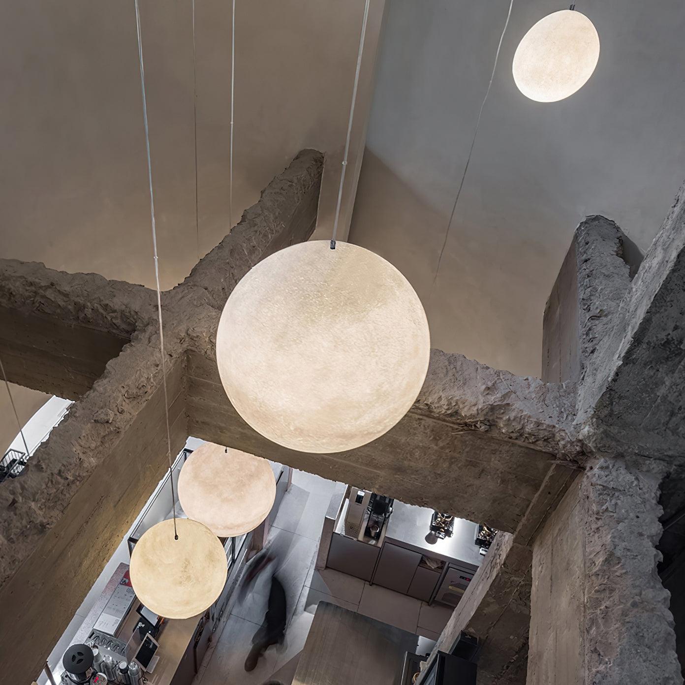 Lustra Pendant Lamp Moon Shaped for Living Room-Neutral Decor