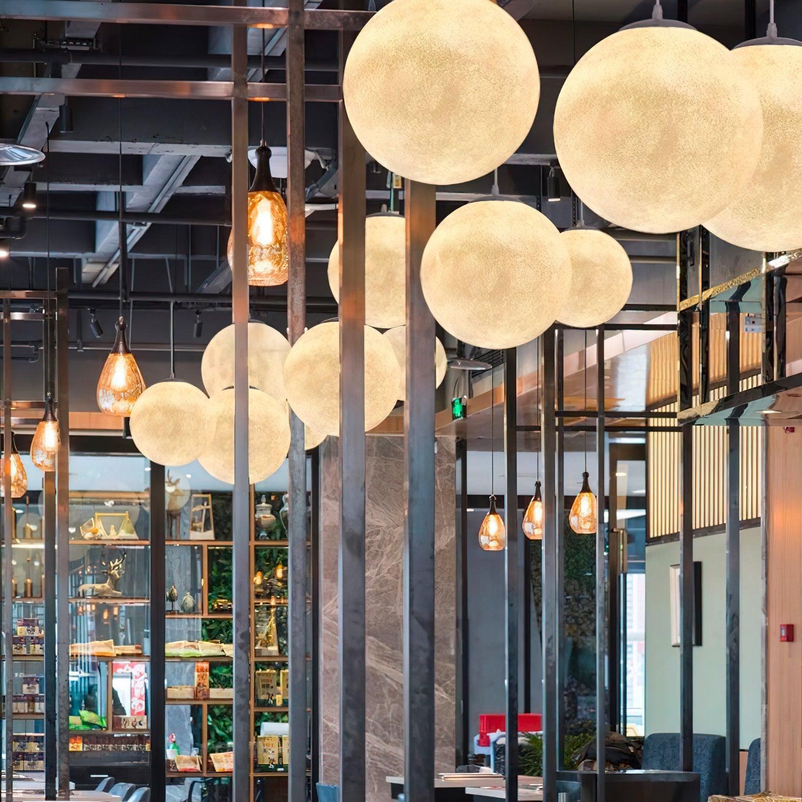 Lustra Pendant Lamp Moon Shaped for Living Room-Neutral Decor