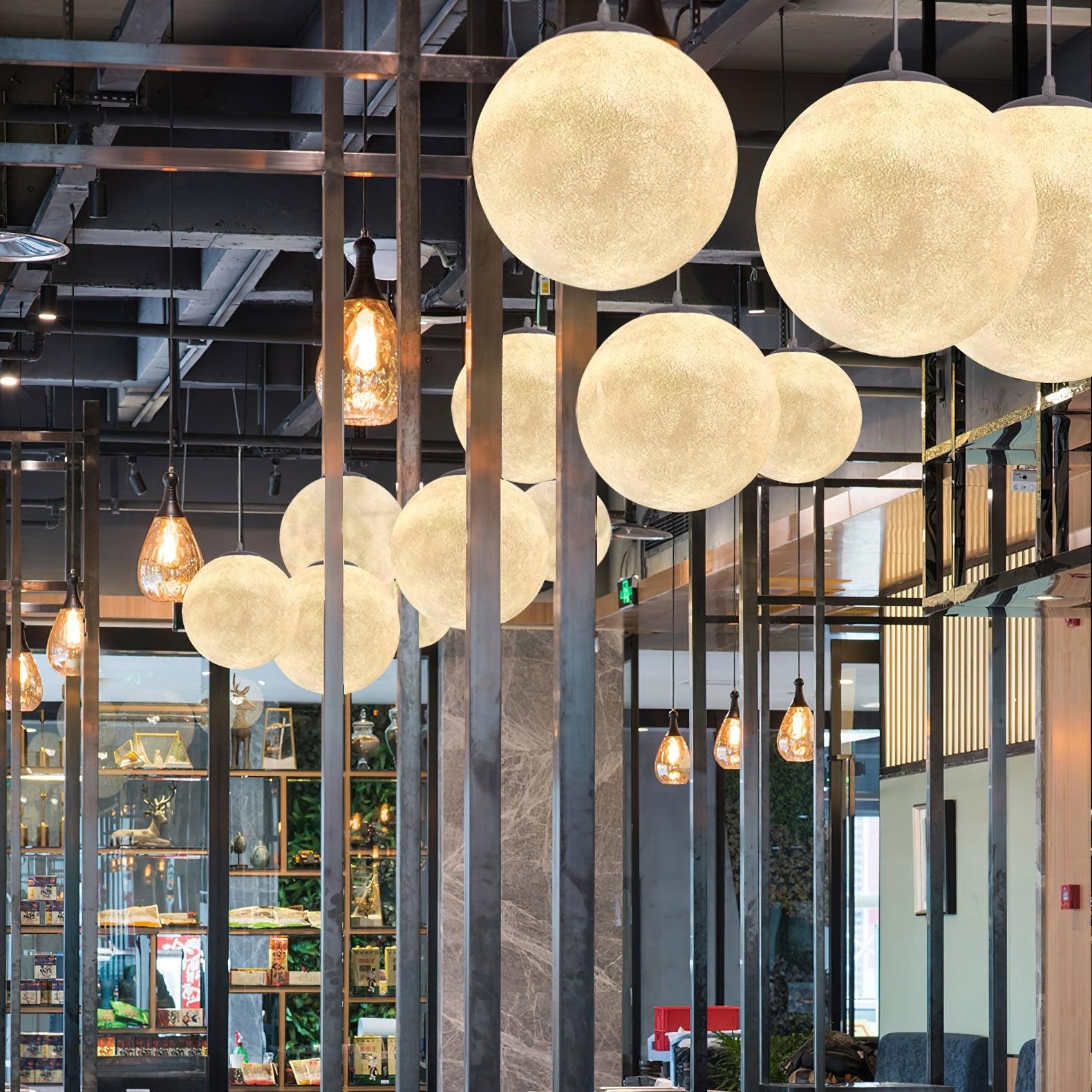 Lustra Pendant Lamp Moon Shaped for Living Room-Neutral Decor