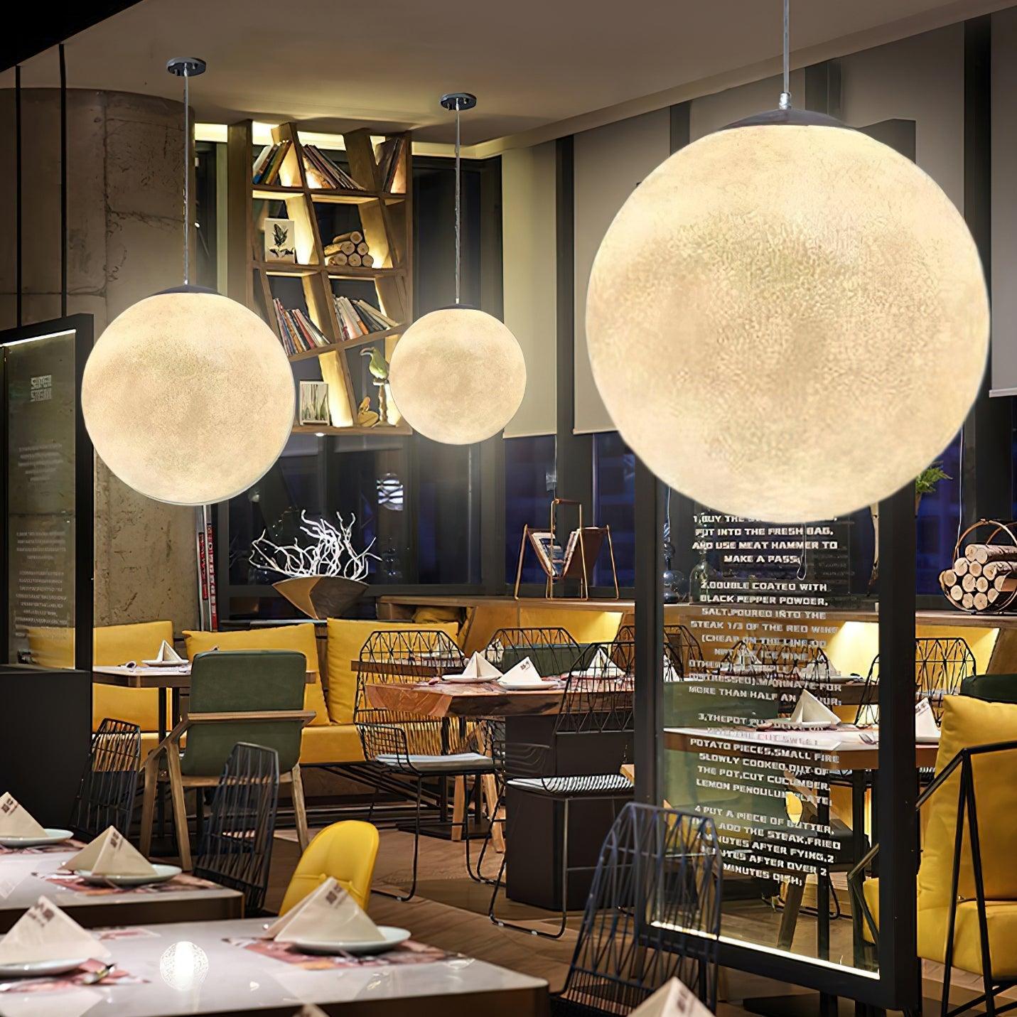 Lustra Pendant Lamp Moon Shaped for Living Room-Neutral Decor