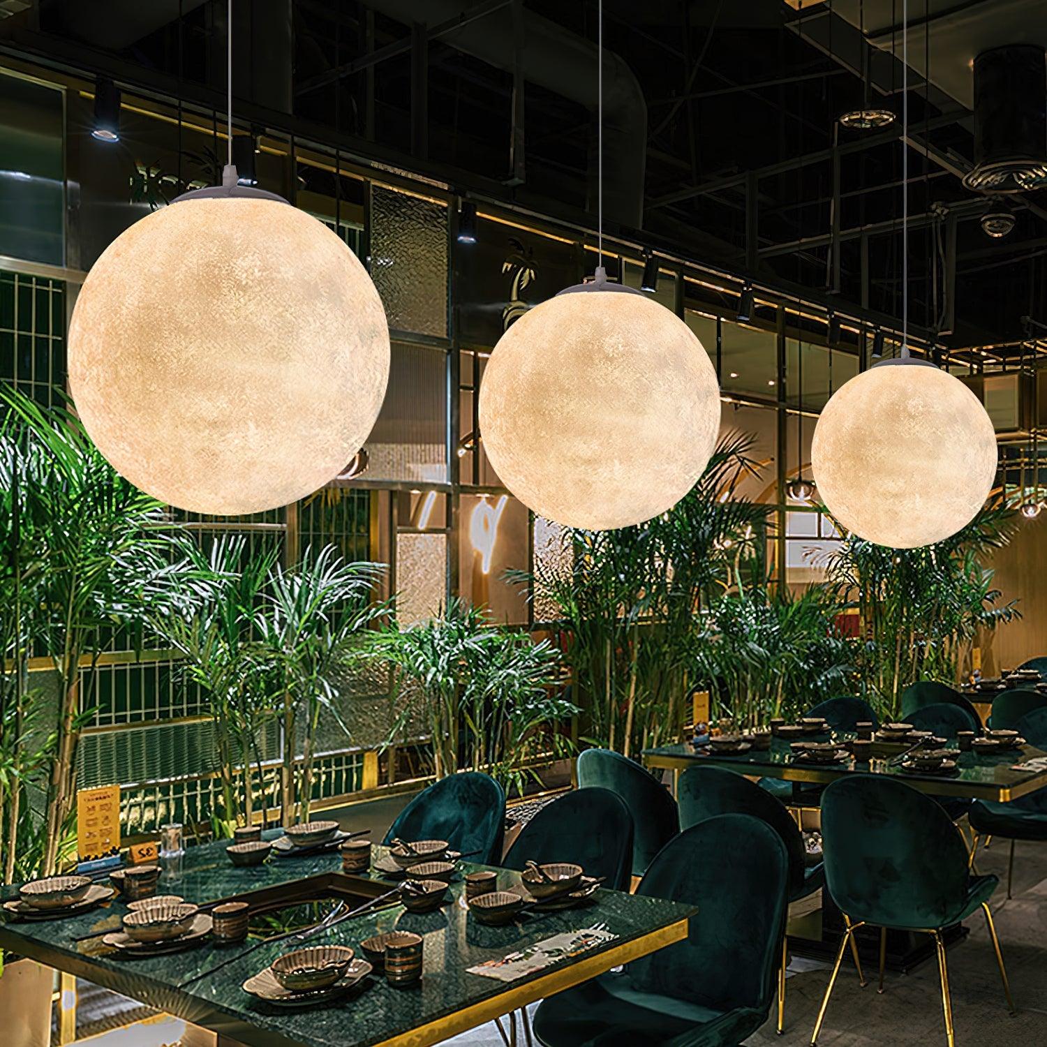 Lustra Pendant Lamp Moon Shaped for Living Room-Neutral Decor