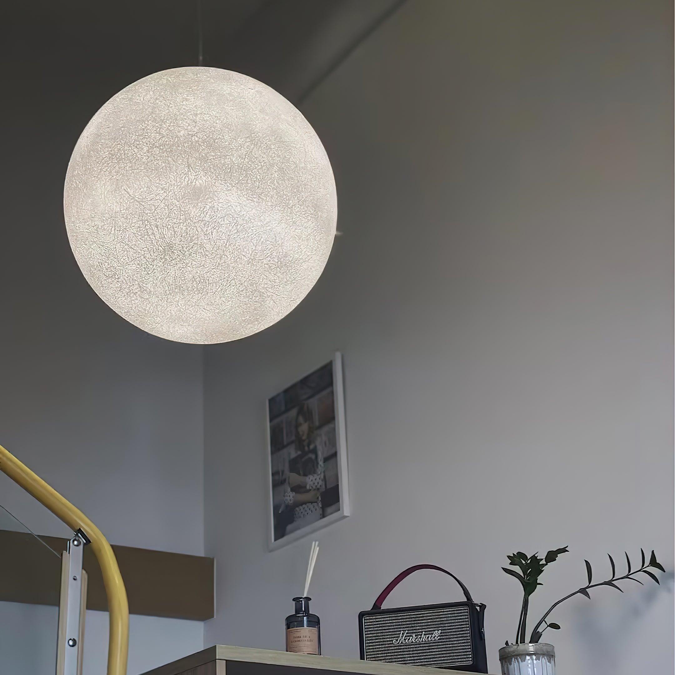 Lustra Pendant Lamp Moon Shaped for Living Room-Neutral Decor