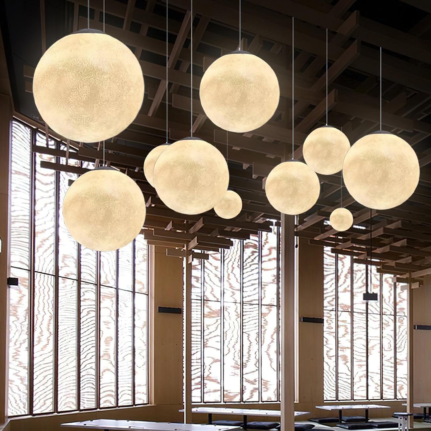 Lustra Pendant Lamp Moon Shaped for Living Room-Neutral Decor