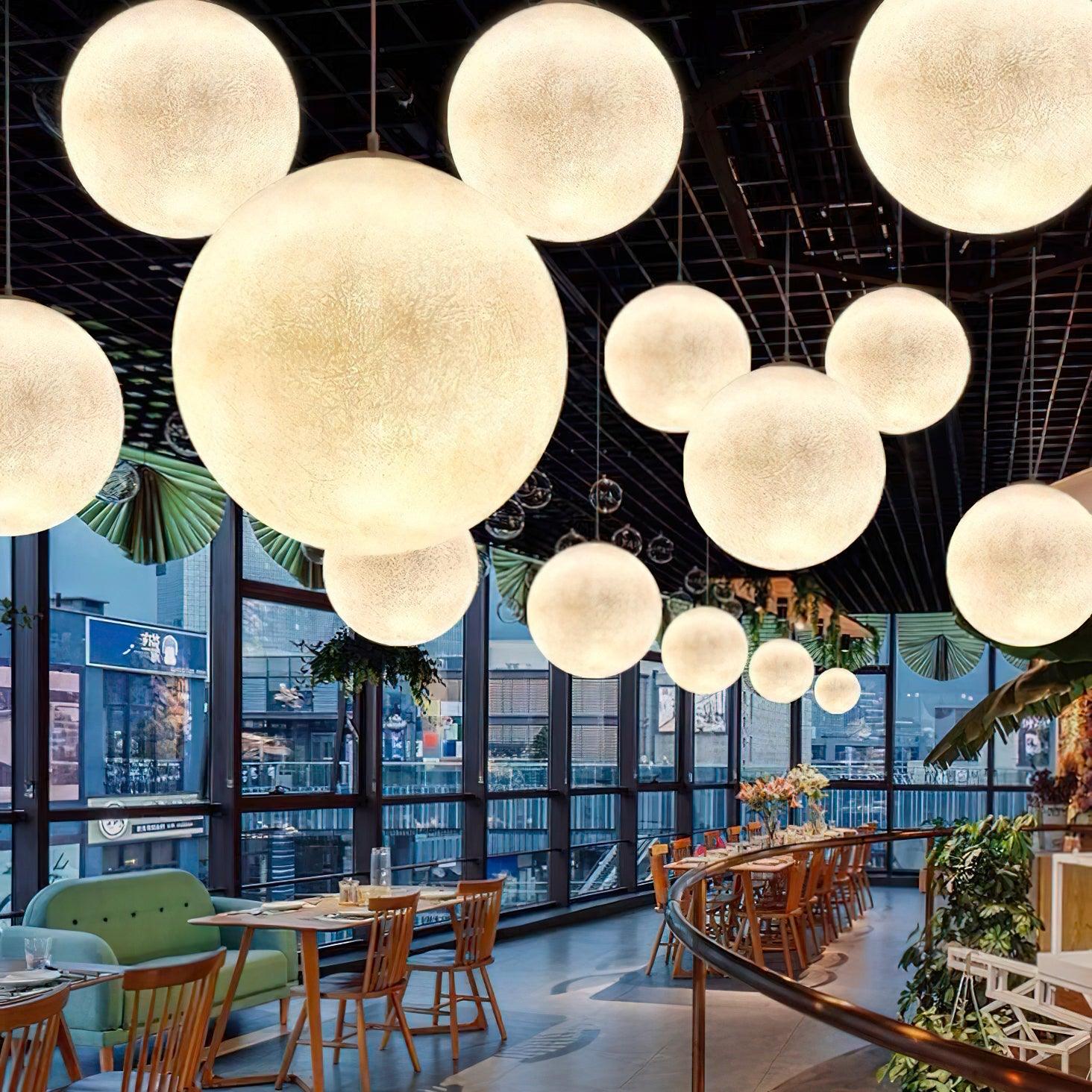 Lustra Pendant Lamp Moon Shaped for Living Room-Neutral Decor