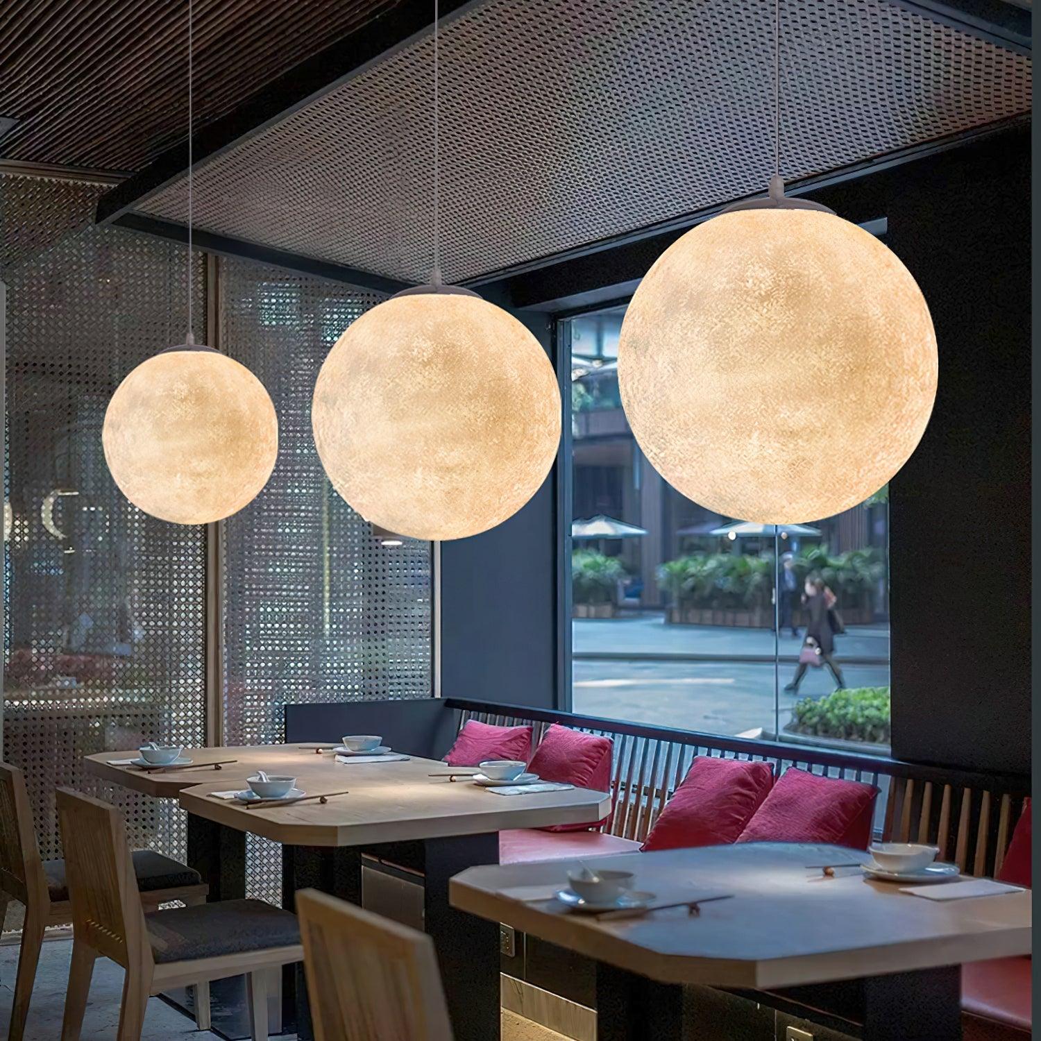 Lustra Pendant Lamp Moon Shaped for Living Room-Neutral Decor