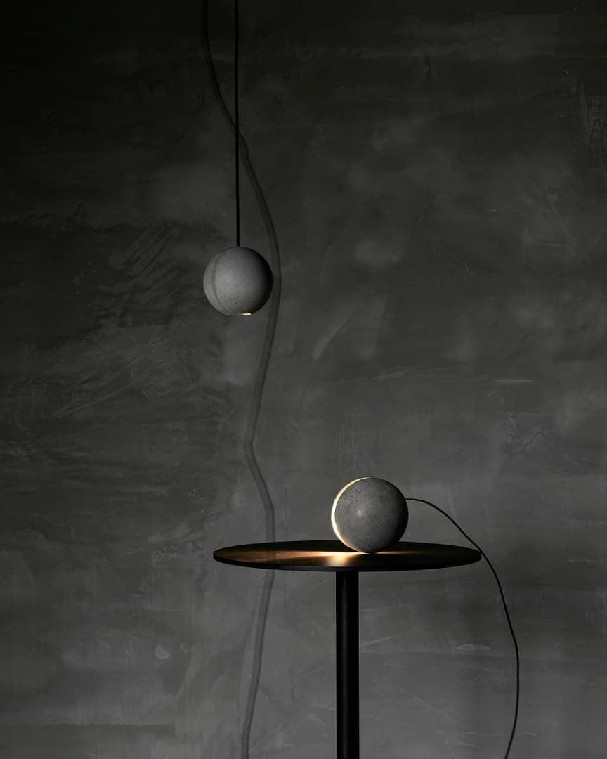 Umi Pendant Lamp Concrete Sphere Moon Minimalist-Neutral Decor