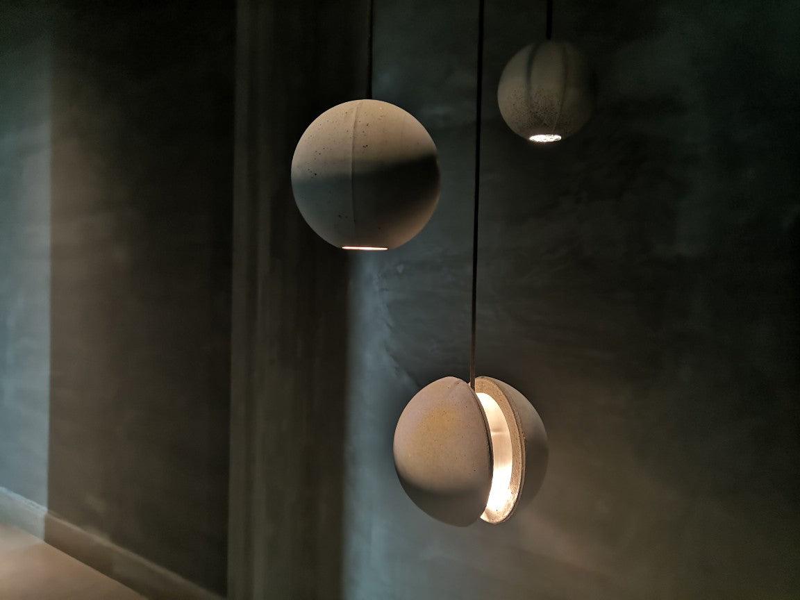 Umi Pendant Lamp Concrete Sphere Moon Minimalist-Neutral Decor