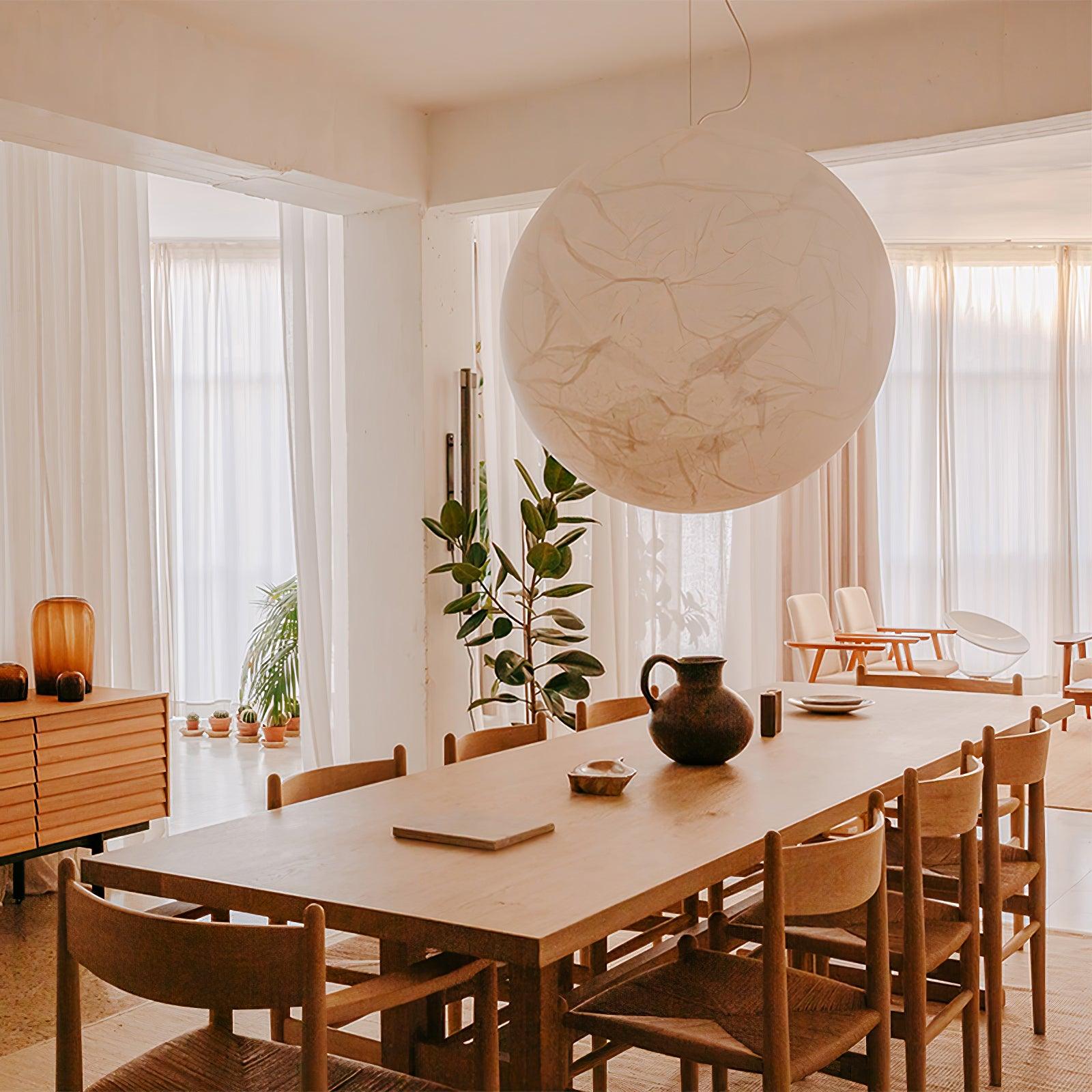 Globe Minimalist Silk Pendant Lamp-Neutral Decor