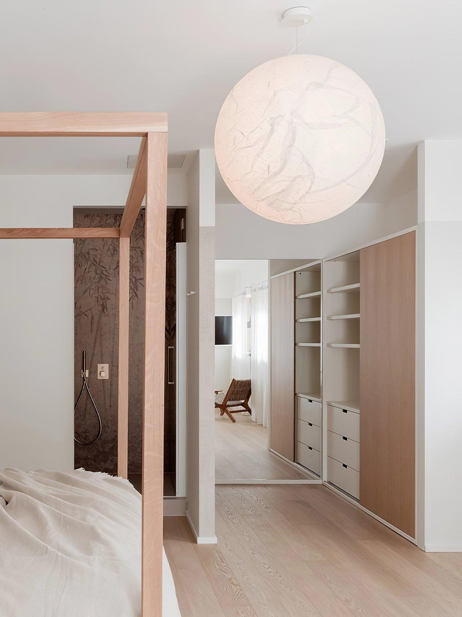 Globe Minimalist Silk Pendant Lamp-Neutral Decor