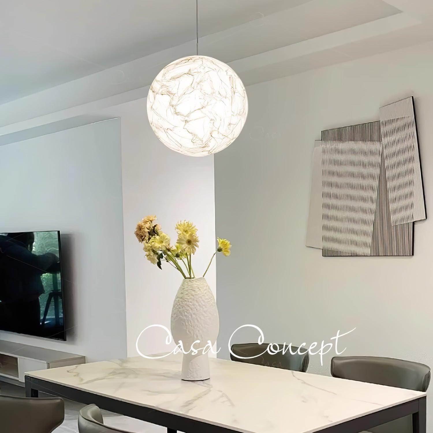 Globe Minimalist Silk Pendant Lamp-Neutral Decor