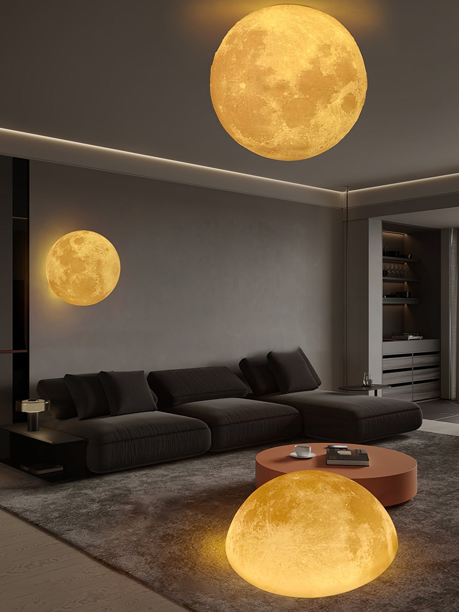 Brivel Nordic Art Moon 3D Plastic Wall Lamp-Neutral Decor