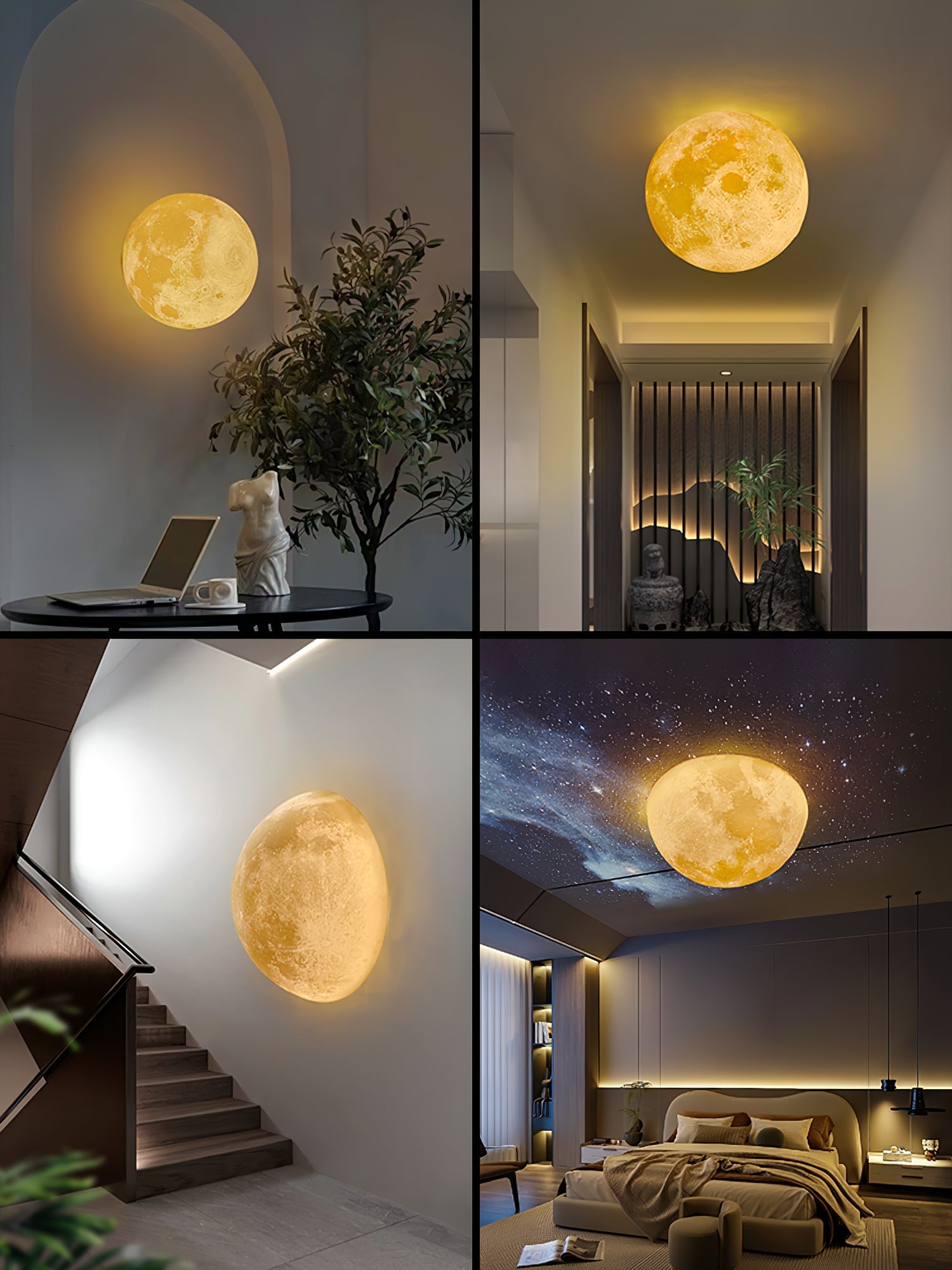 Brivel Nordic Art Moon 3D Plastic Wall Lamp-Neutral Decor