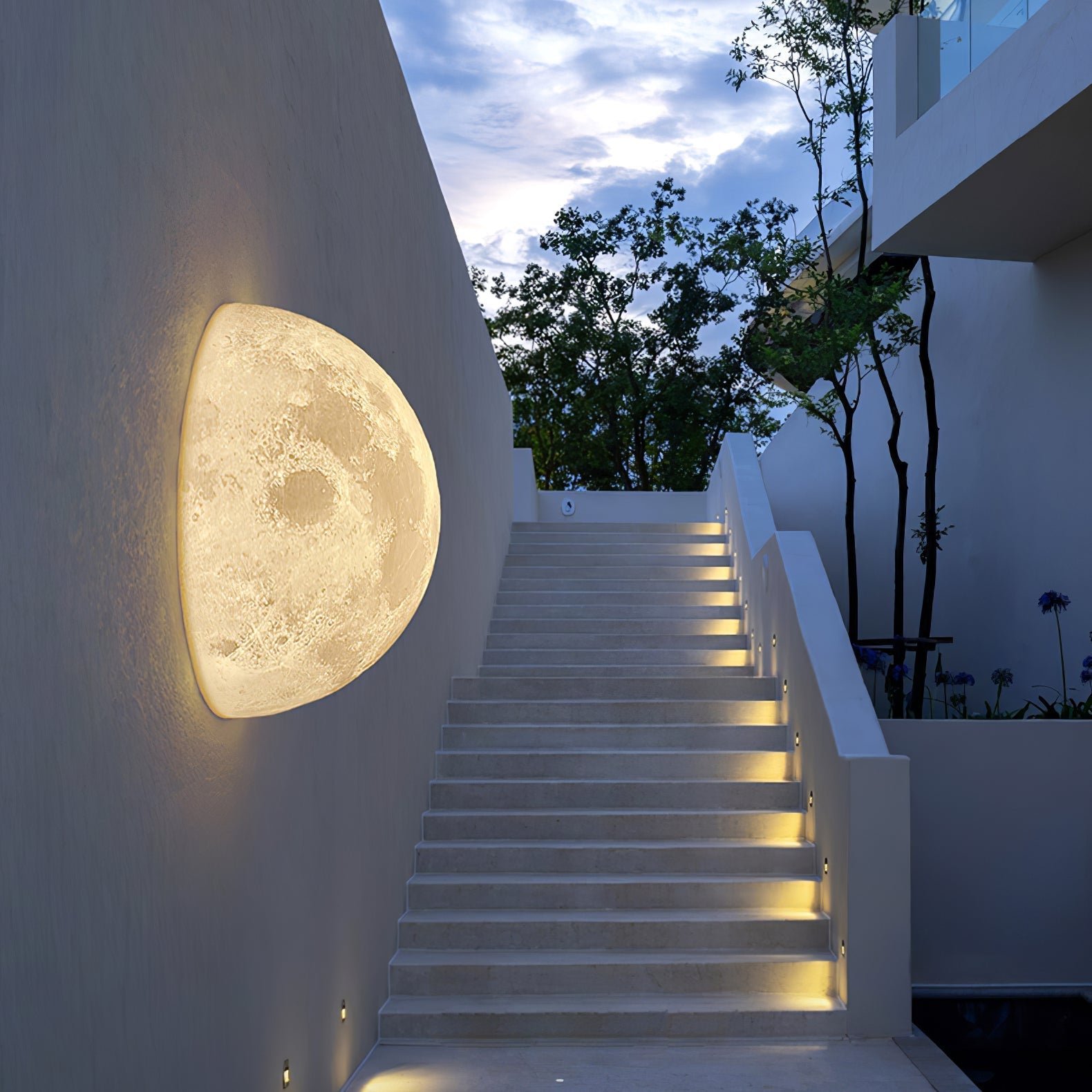 Brivel Nordic Art Moon 3D Plastic Wall Lamp-Neutral Decor
