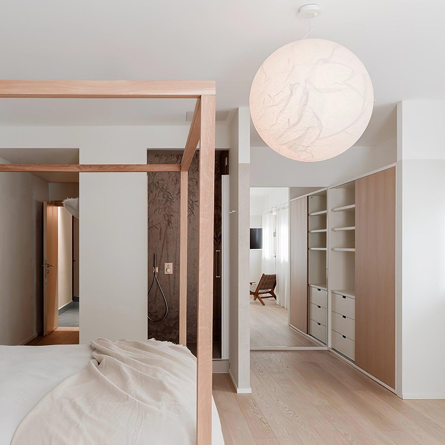 Globe Minimalist Silk Pendant Lamp-Neutral Decor