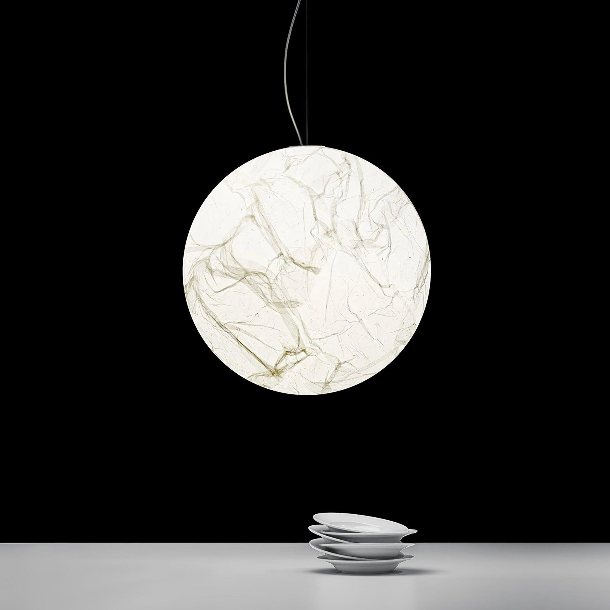 Globe Minimalist Silk Pendant Lamp-Neutral Decor