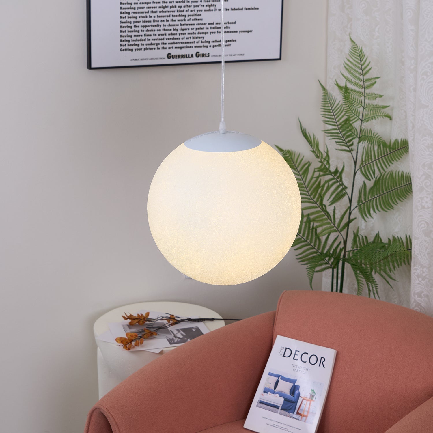 Lustra Pendant Lamp Moon Shaped for Living Room-Neutral Decor