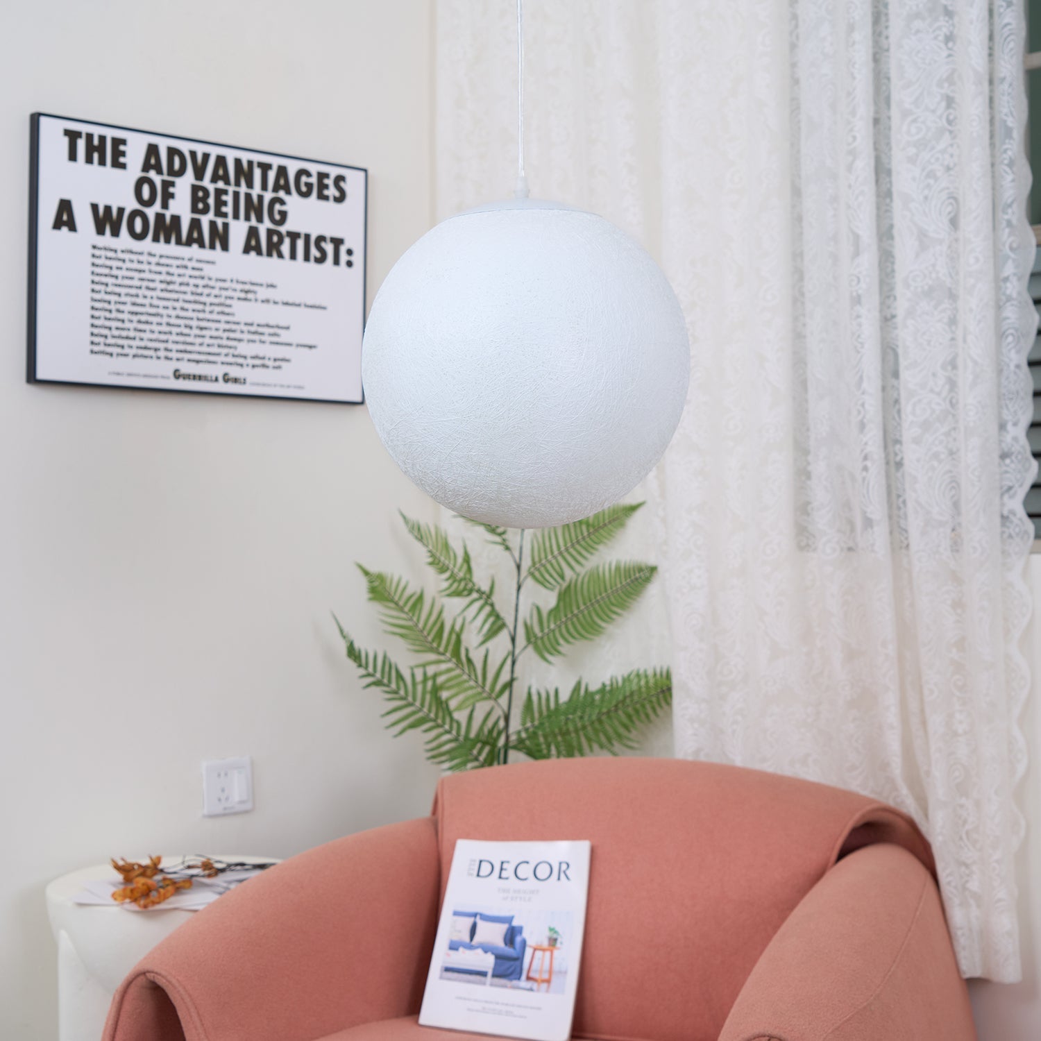 Lustra Pendant Lamp Moon Shaped for Living Room-Neutral Decor