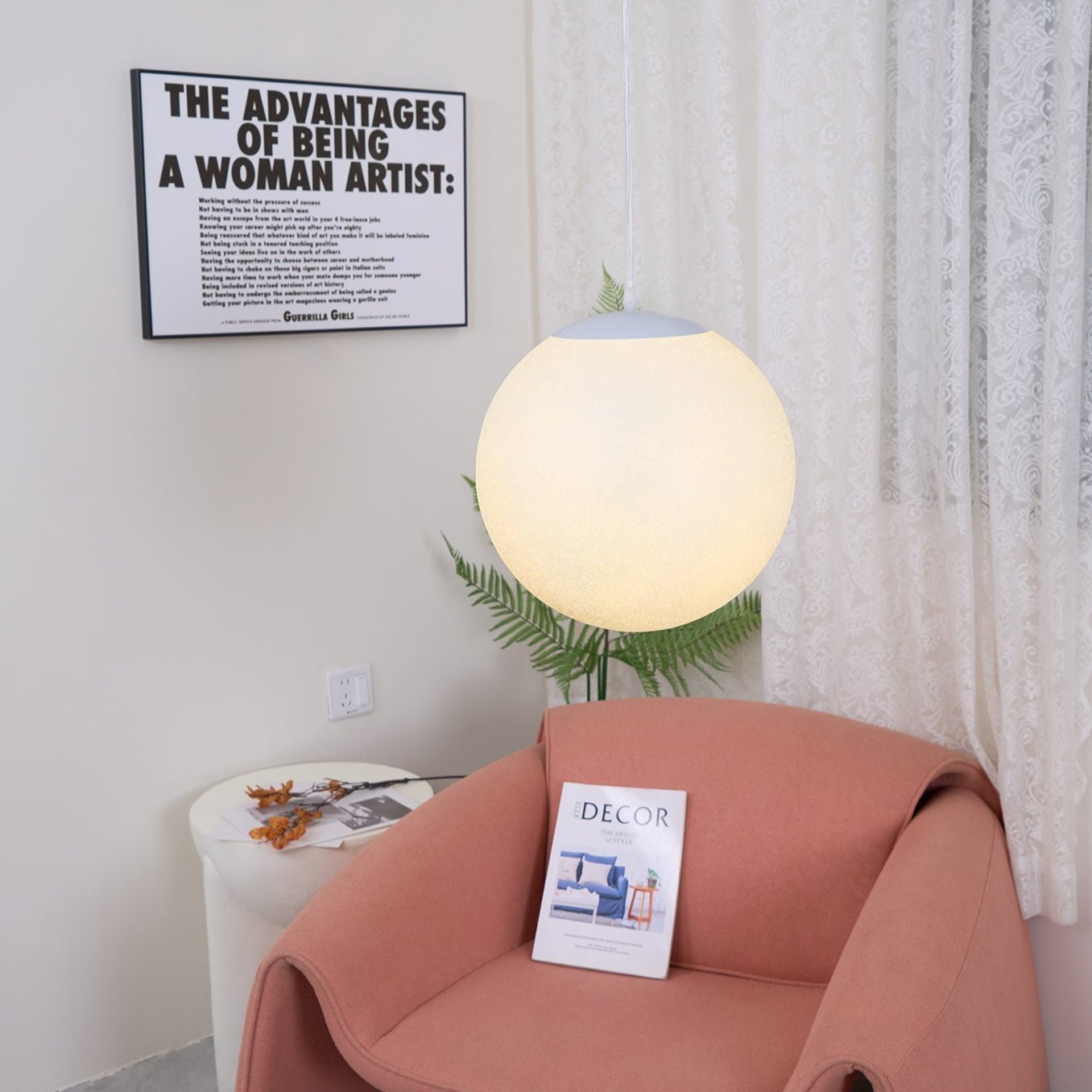 Lustra Pendant Lamp Moon Shaped for Living Room-Neutral Decor
