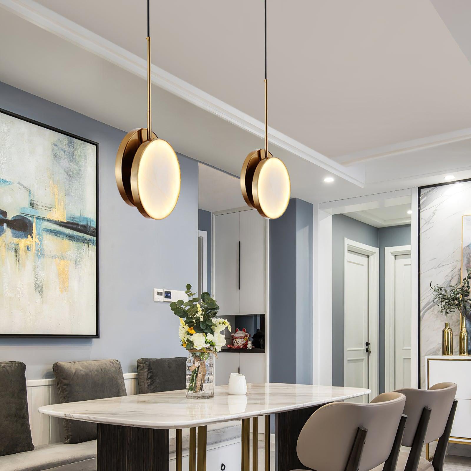 Synoryra Dual Disc Alabaster Pendant Light-Neutral Decor