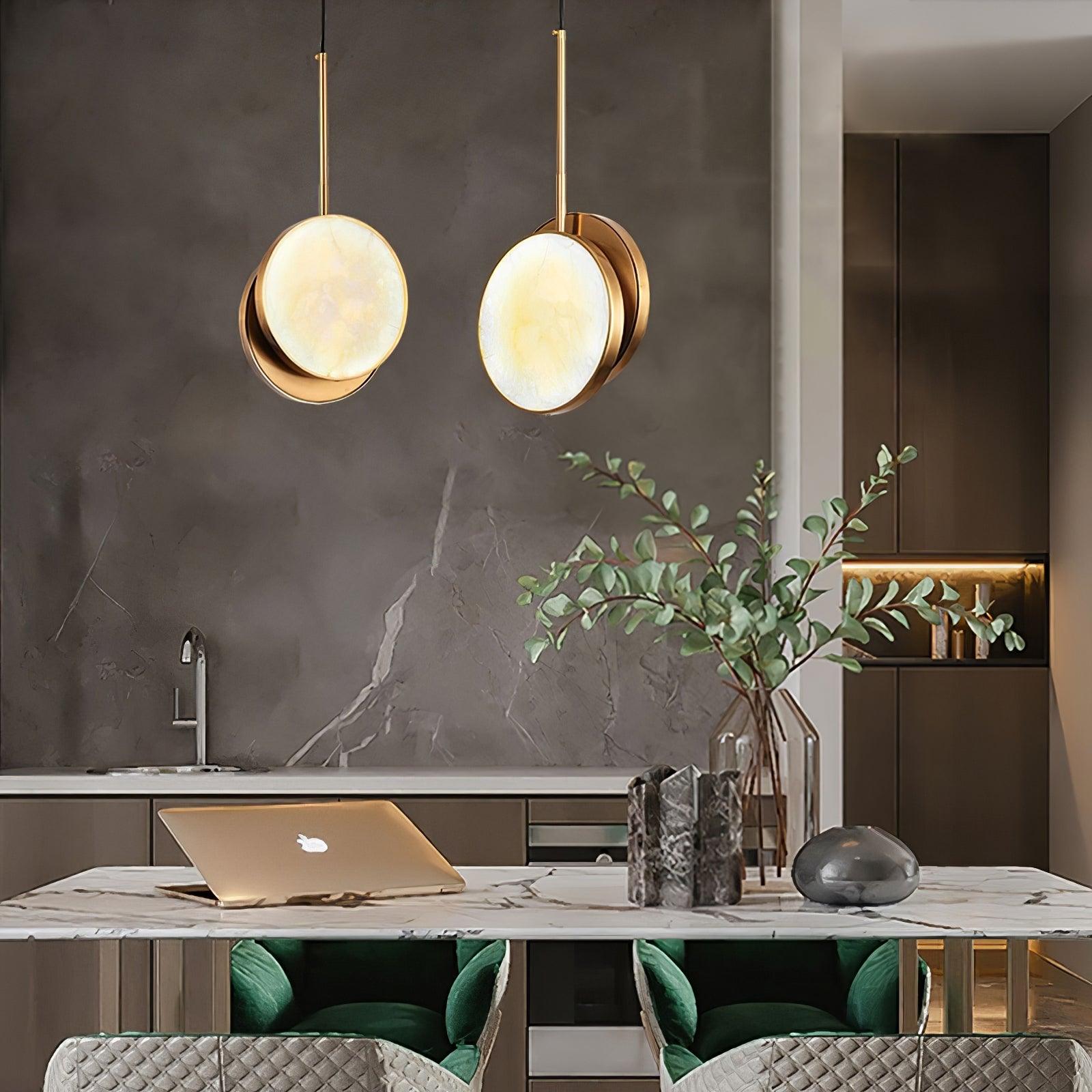 Synoryra Dual Disc Alabaster Pendant Light-Neutral Decor