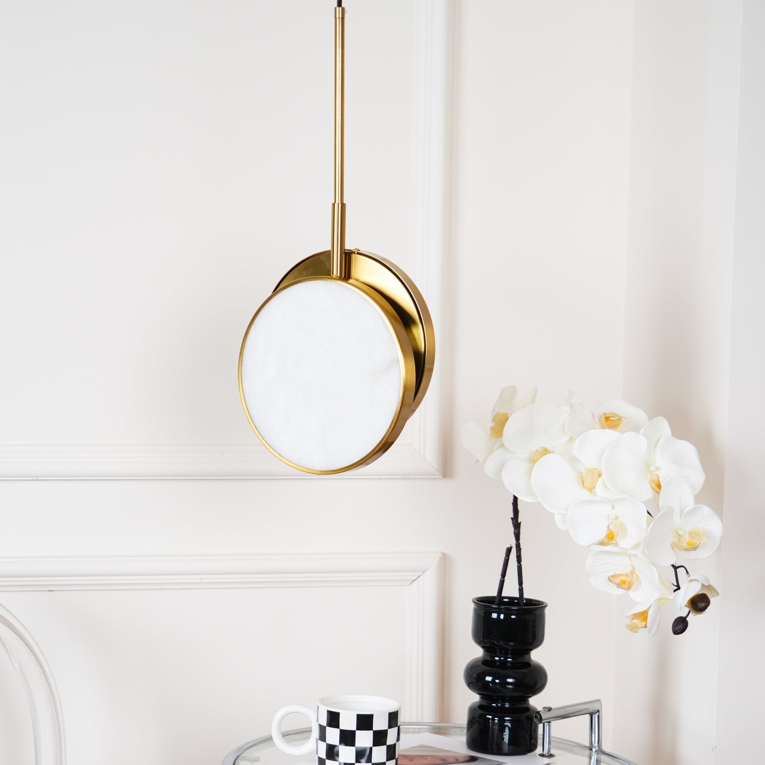 Synoryra Dual Disc Alabaster Pendant Light-Neutral Decor