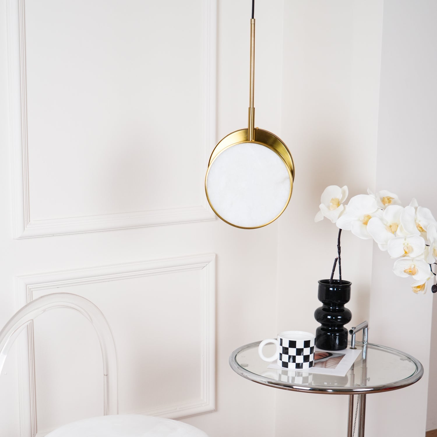 Synoryra Dual Disc Alabaster Pendant Light-Neutral Decor