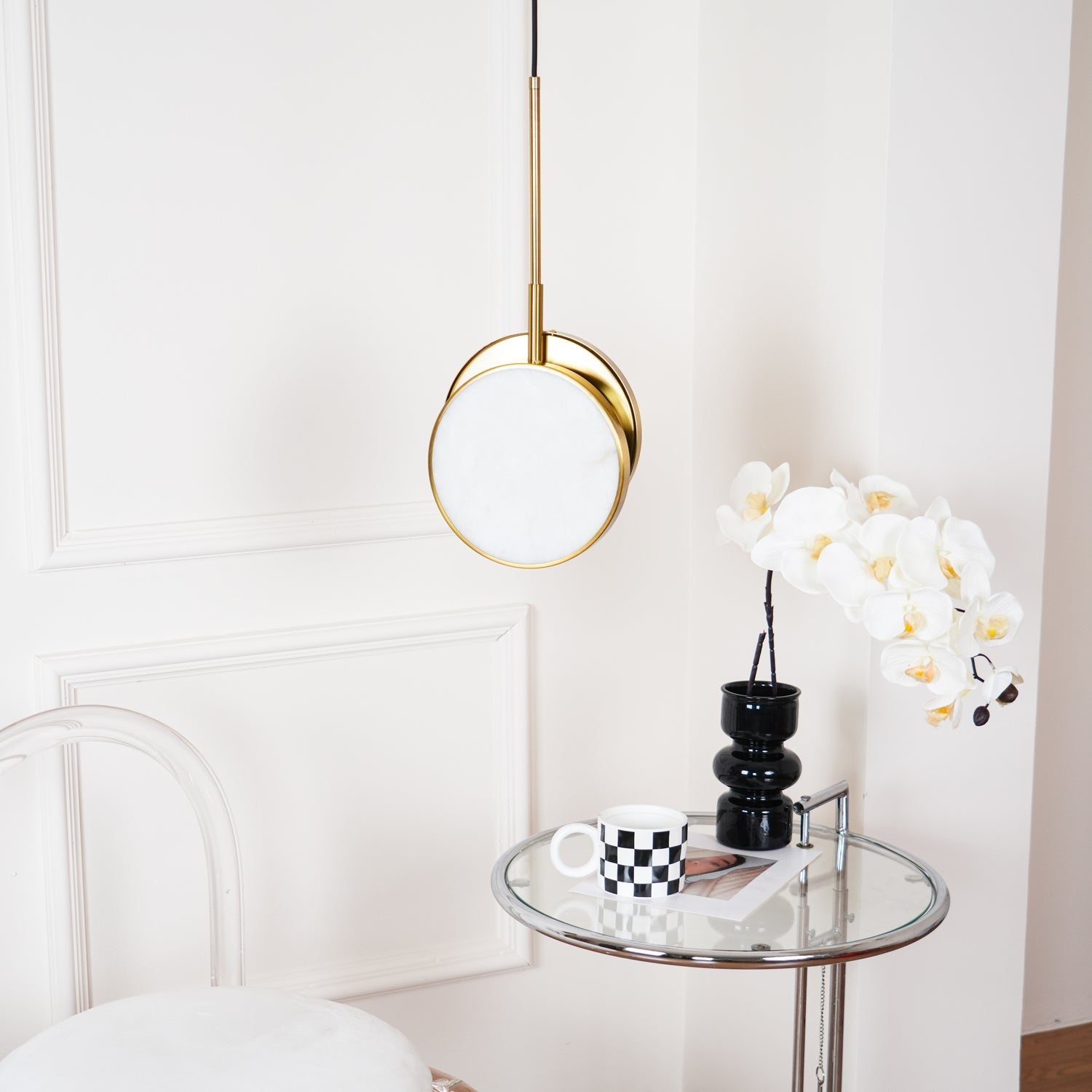 Synoryra Dual Disc Alabaster Pendant Light-Neutral Decor