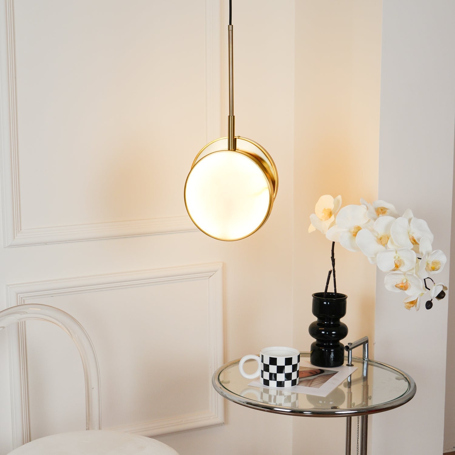 Synoryra Dual Disc Alabaster Pendant Light-Neutral Decor