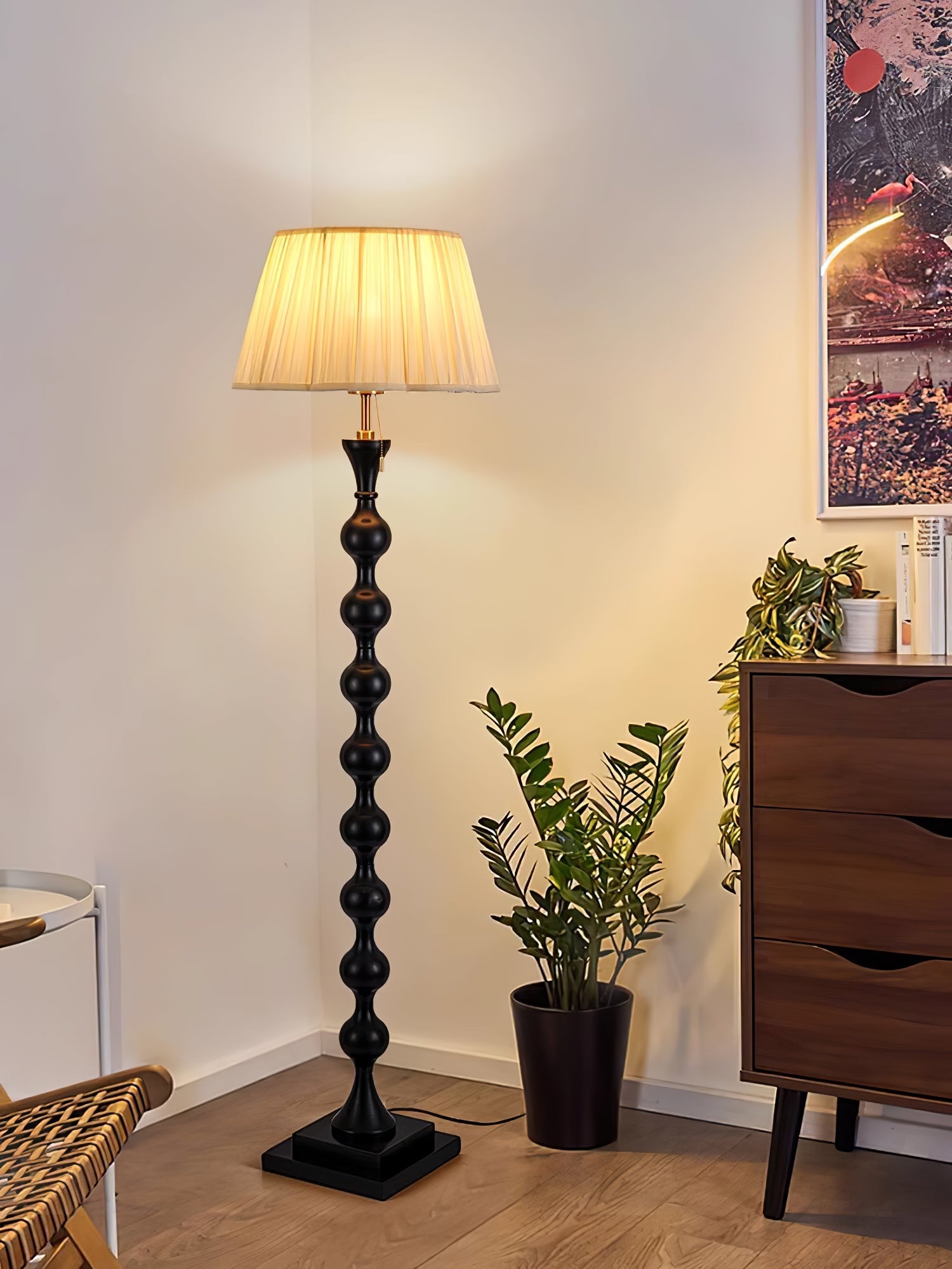 Celon Wood Fabric Vintage Floor Lamp-Neutral Decor
