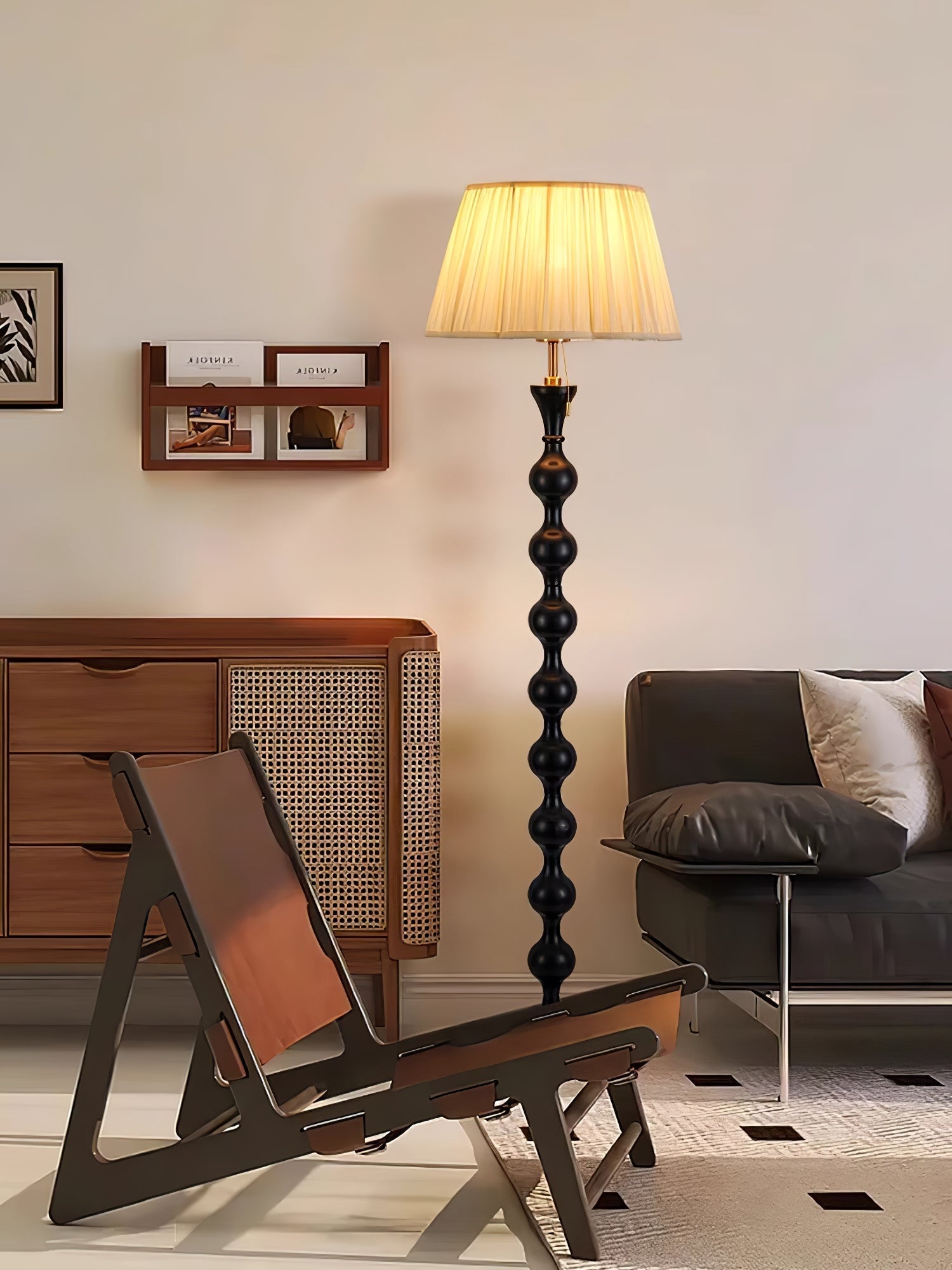 Celon Wood Fabric Vintage Floor Lamp-Neutral Decor