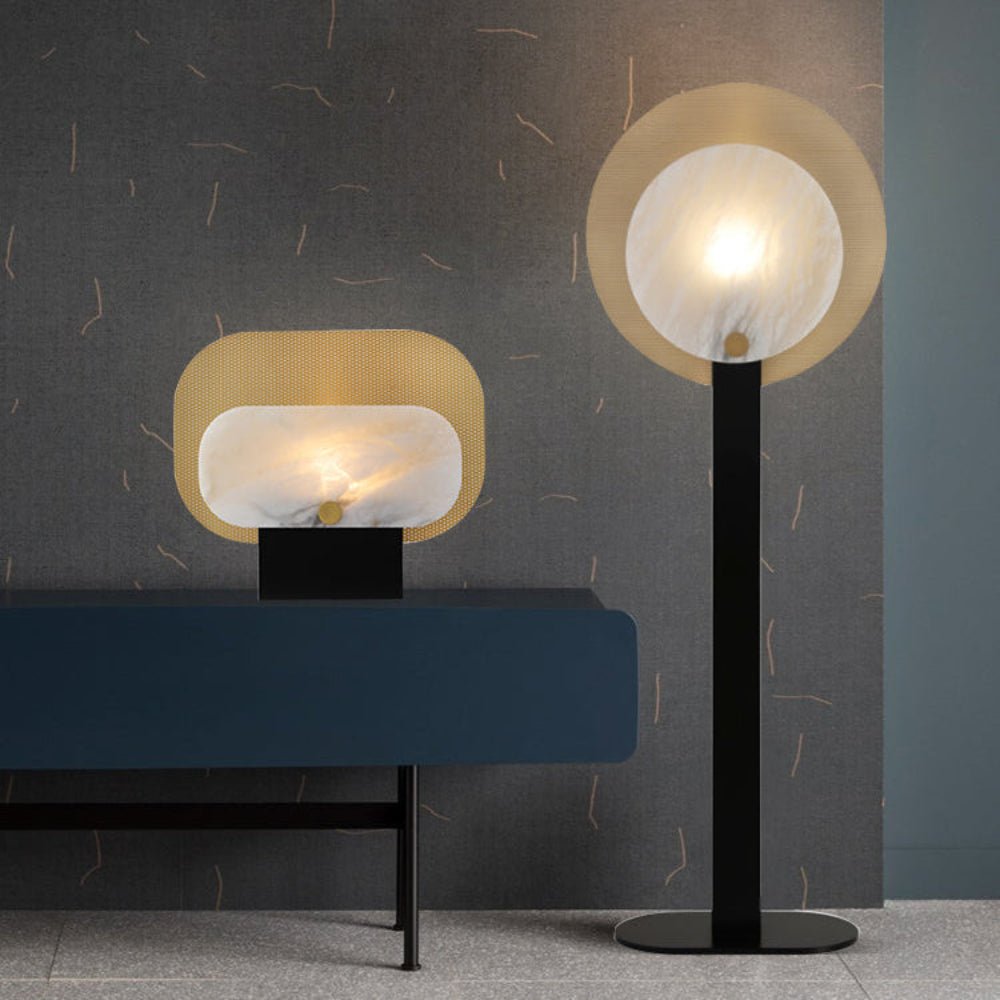 Mosaic Elegance Alabaster Floor Lamp-Neutral Decor