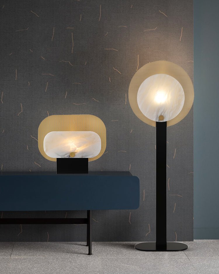Mosaic Elegance Alabaster Table Lamp-Neutral Decor