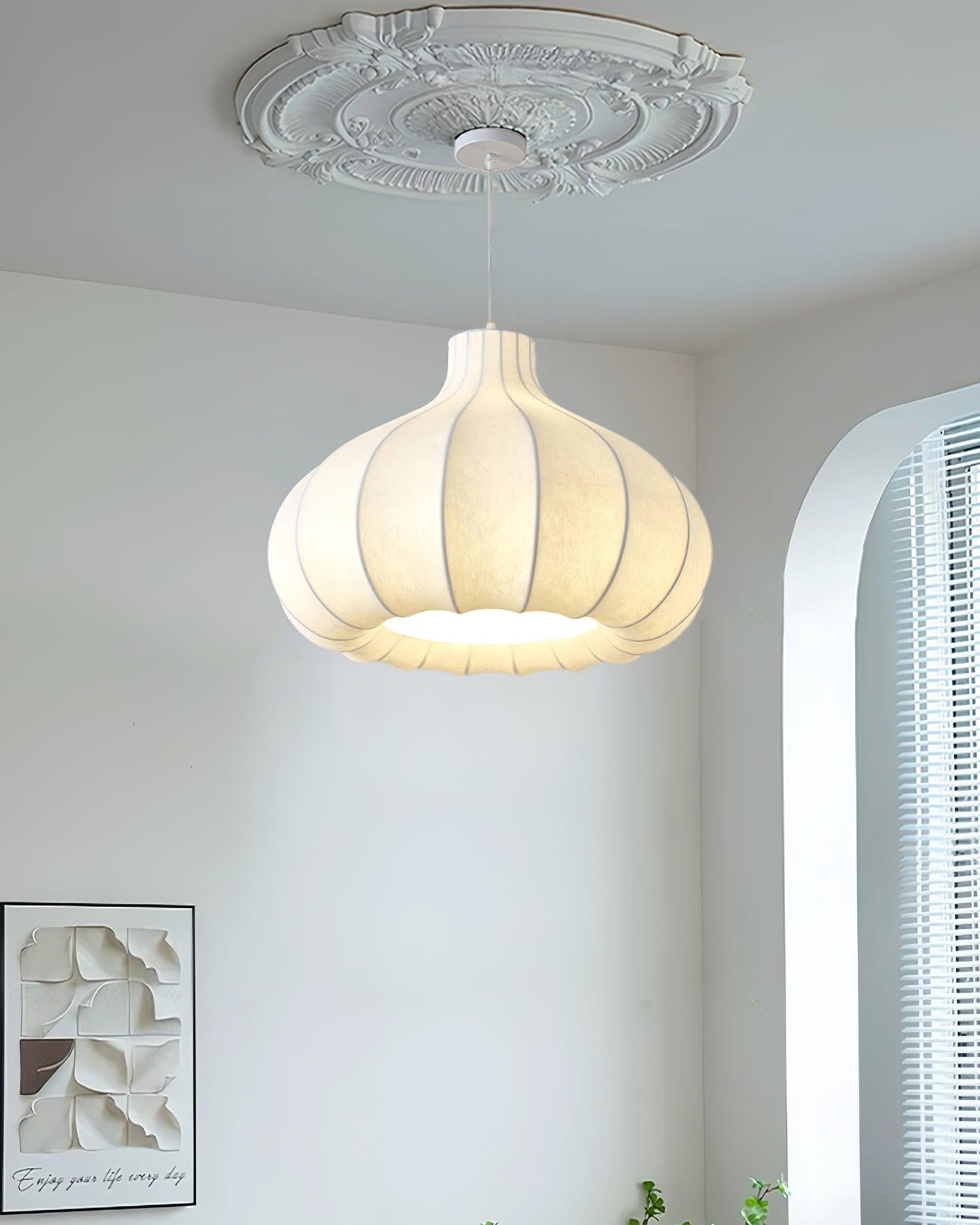 Zinnia Vintage Fabric Pendant Light-Neutral Decor