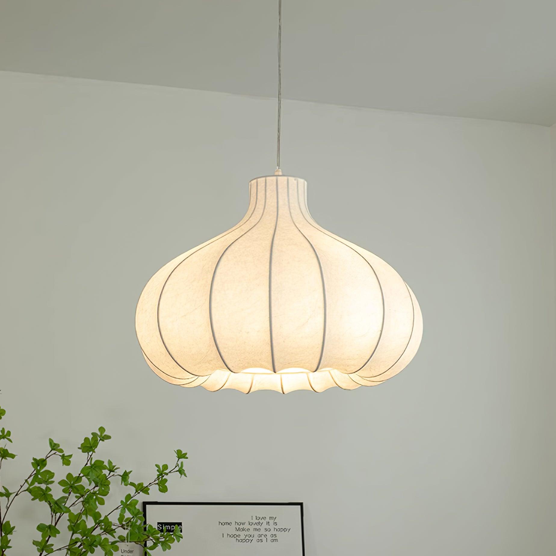 Pendant Light Silky Pleated Silk Shade White