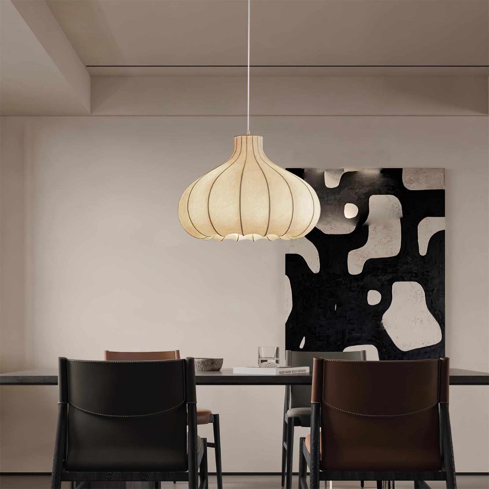 Pendant Light Silky Pleated Silk Shade White