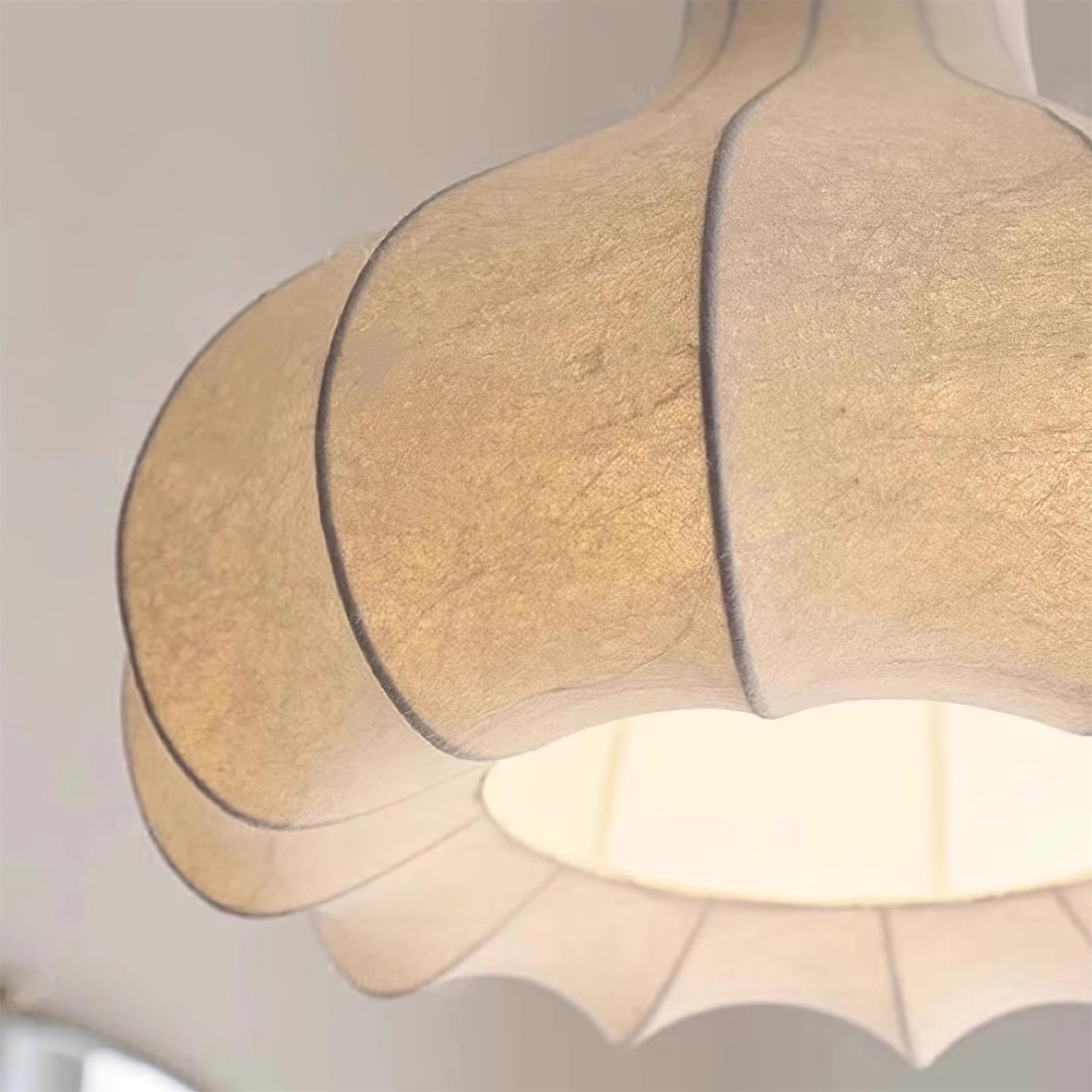 Pendant Light Silky Pleated Silk Shade White