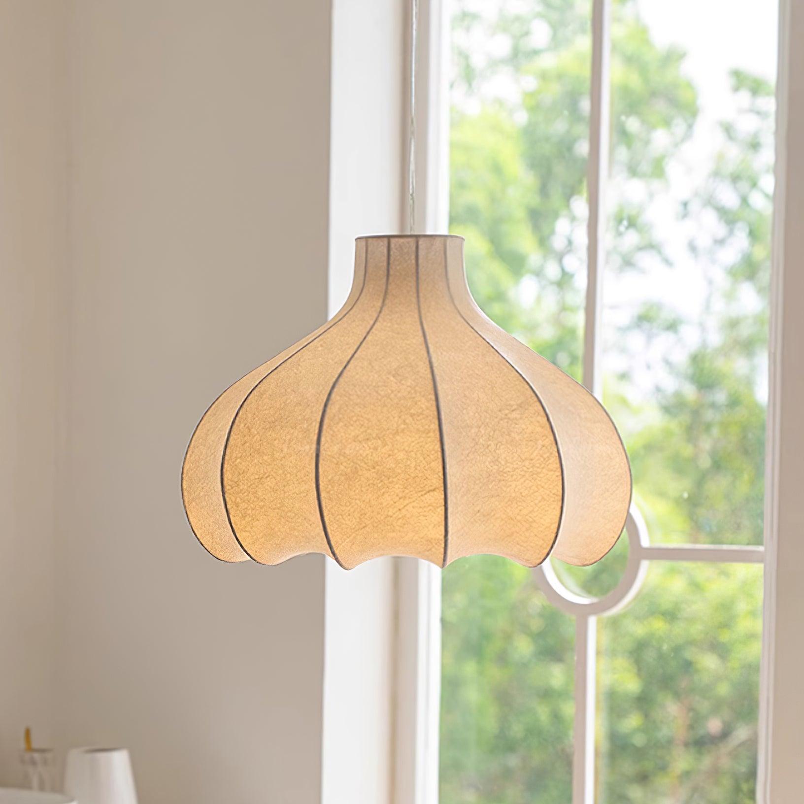 Pendant Light Silky Pleated Silk Shade White