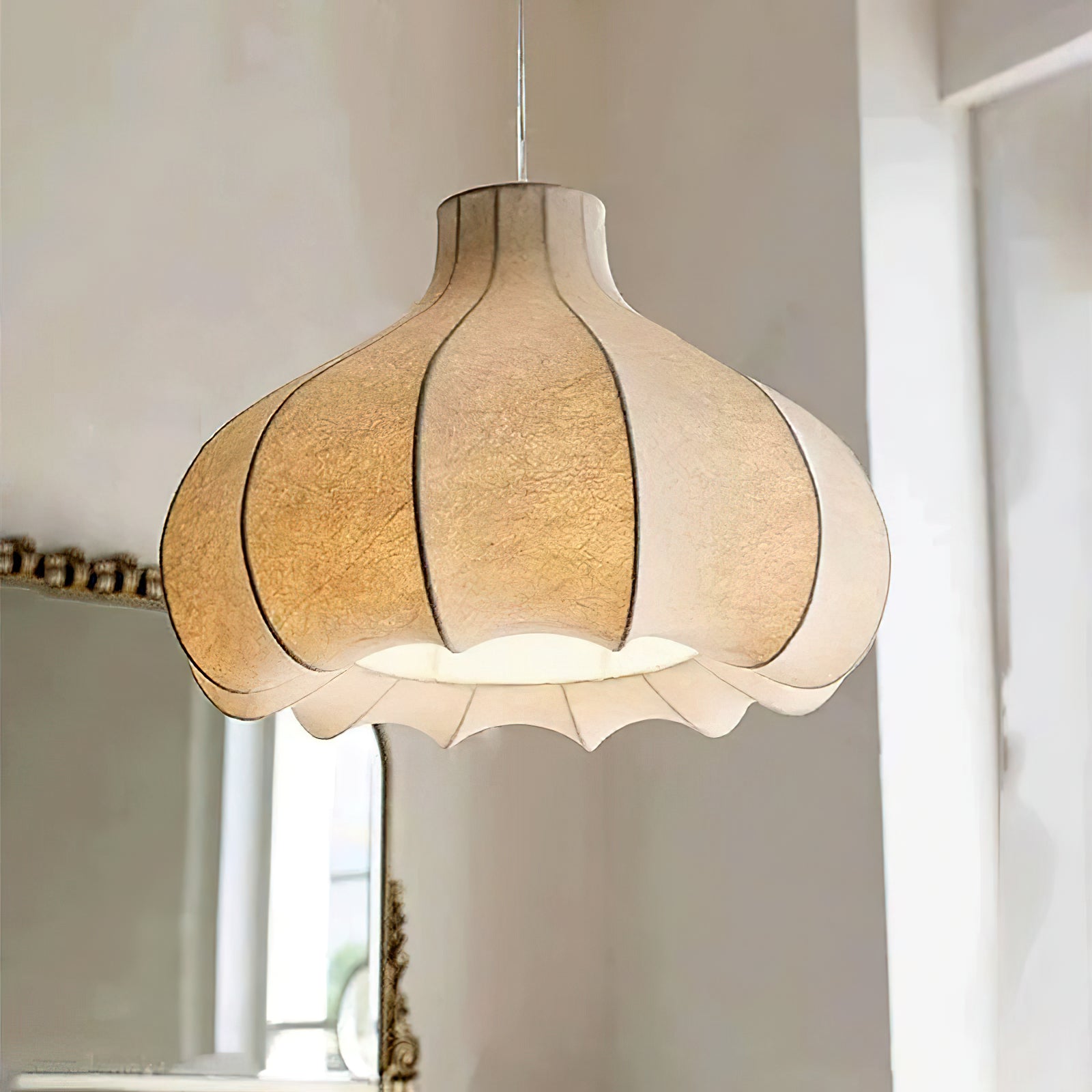 Zinnia Vintage Fabric Pendant Light-Neutral Decor