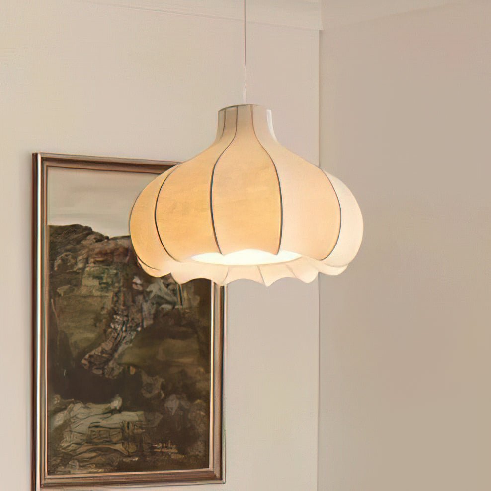 Zinnia Vintage Fabric Pendant Light-Neutral Decor