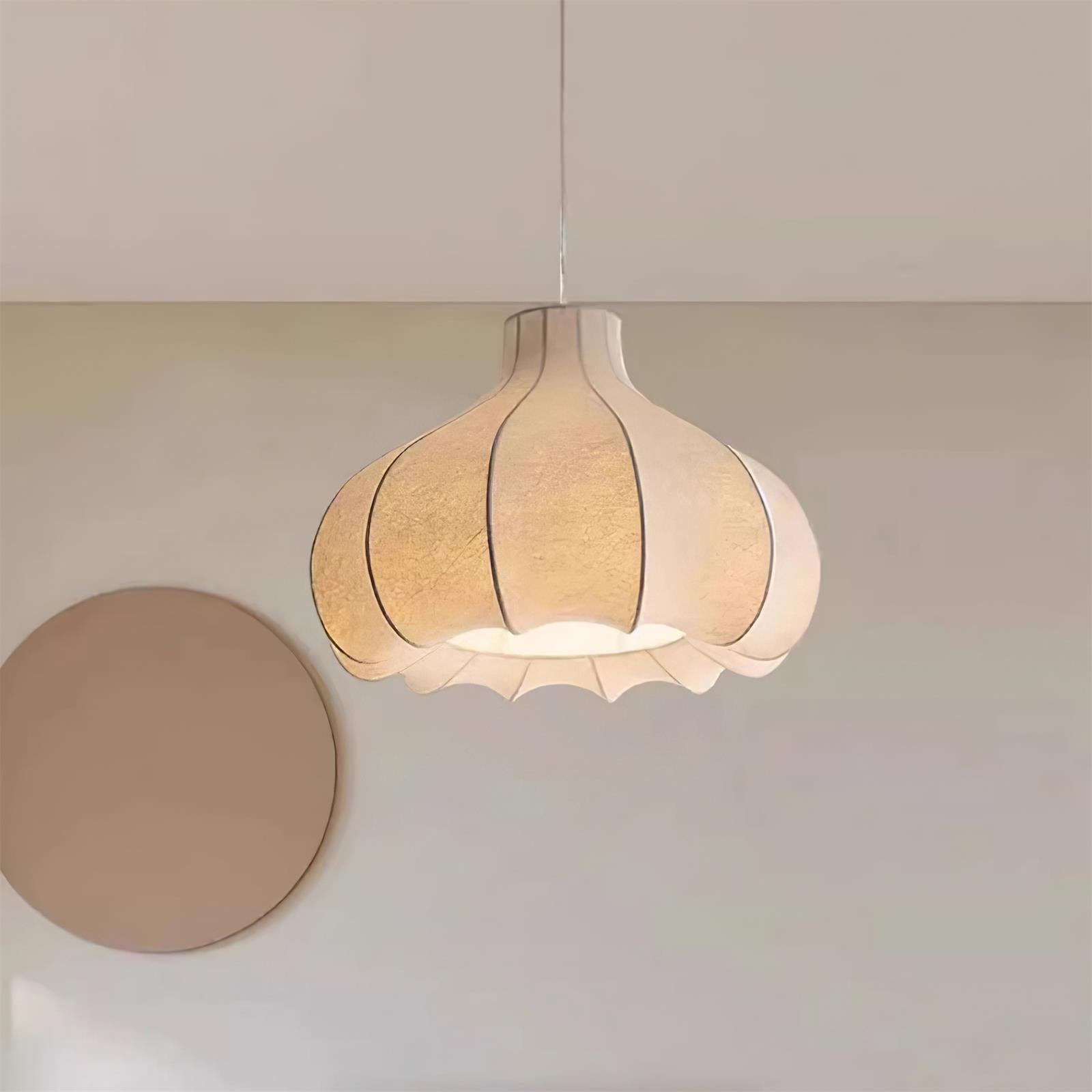 Zinnia Vintage Fabric Pendant Light-Neutral Decor