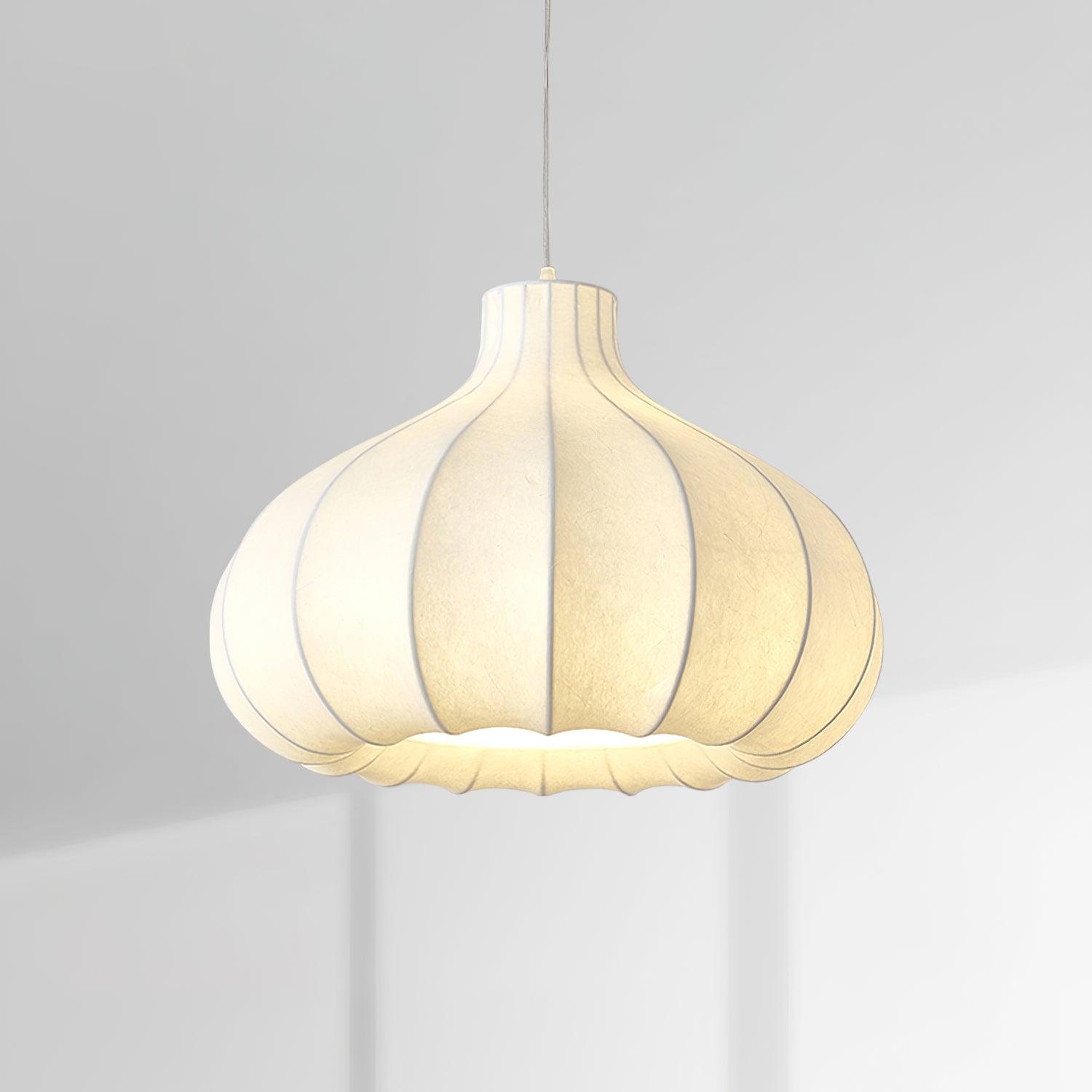 Pendant Light Silky Pleated Silk Shade White