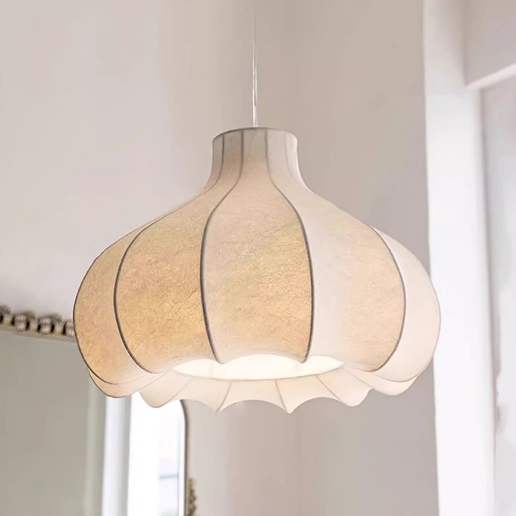 Zinnia Vintage Fabric Pendant Light-Neutral Decor